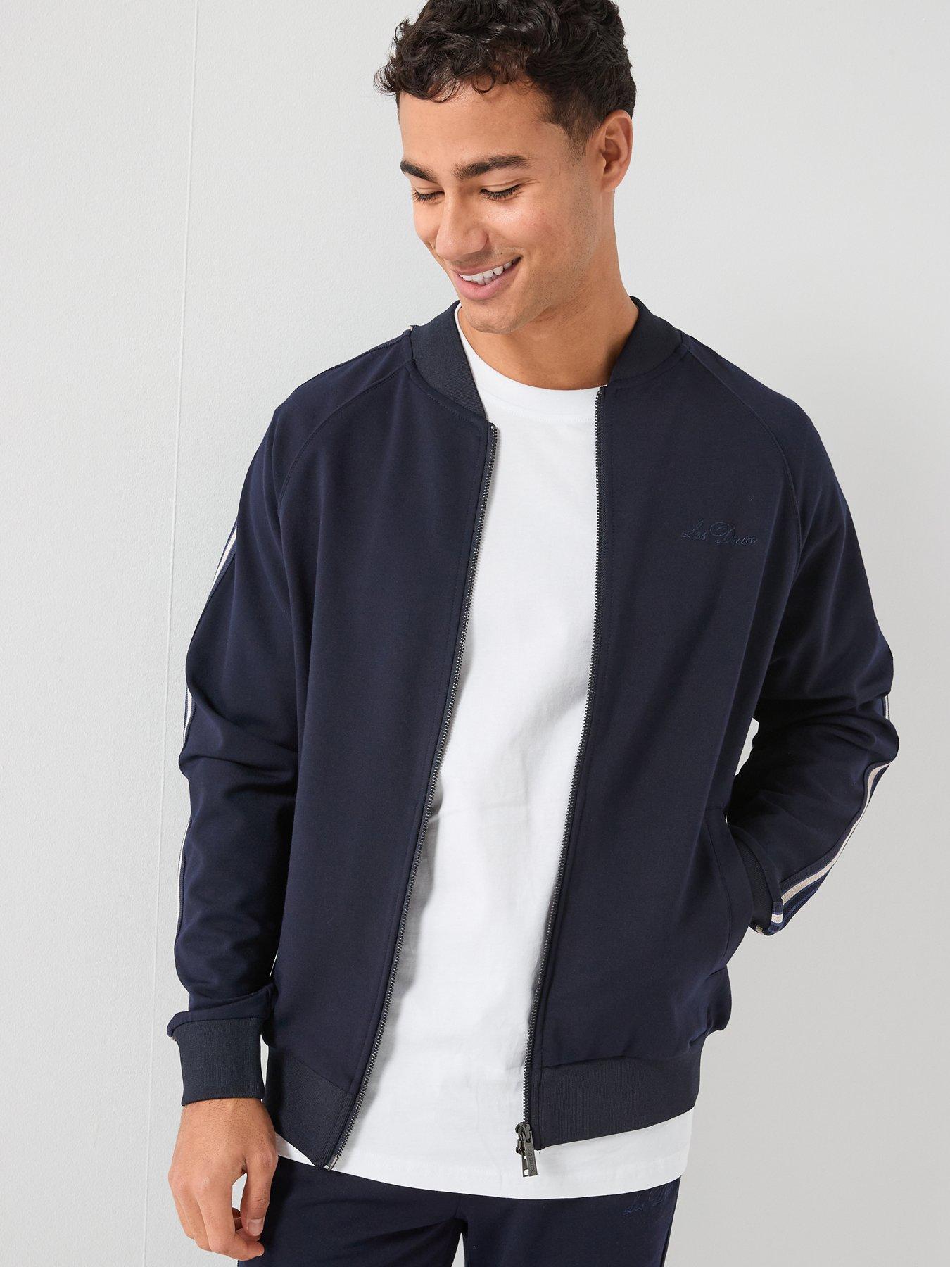 Les Deux Sterling Piped Basketball Tracksuit Top - Navy