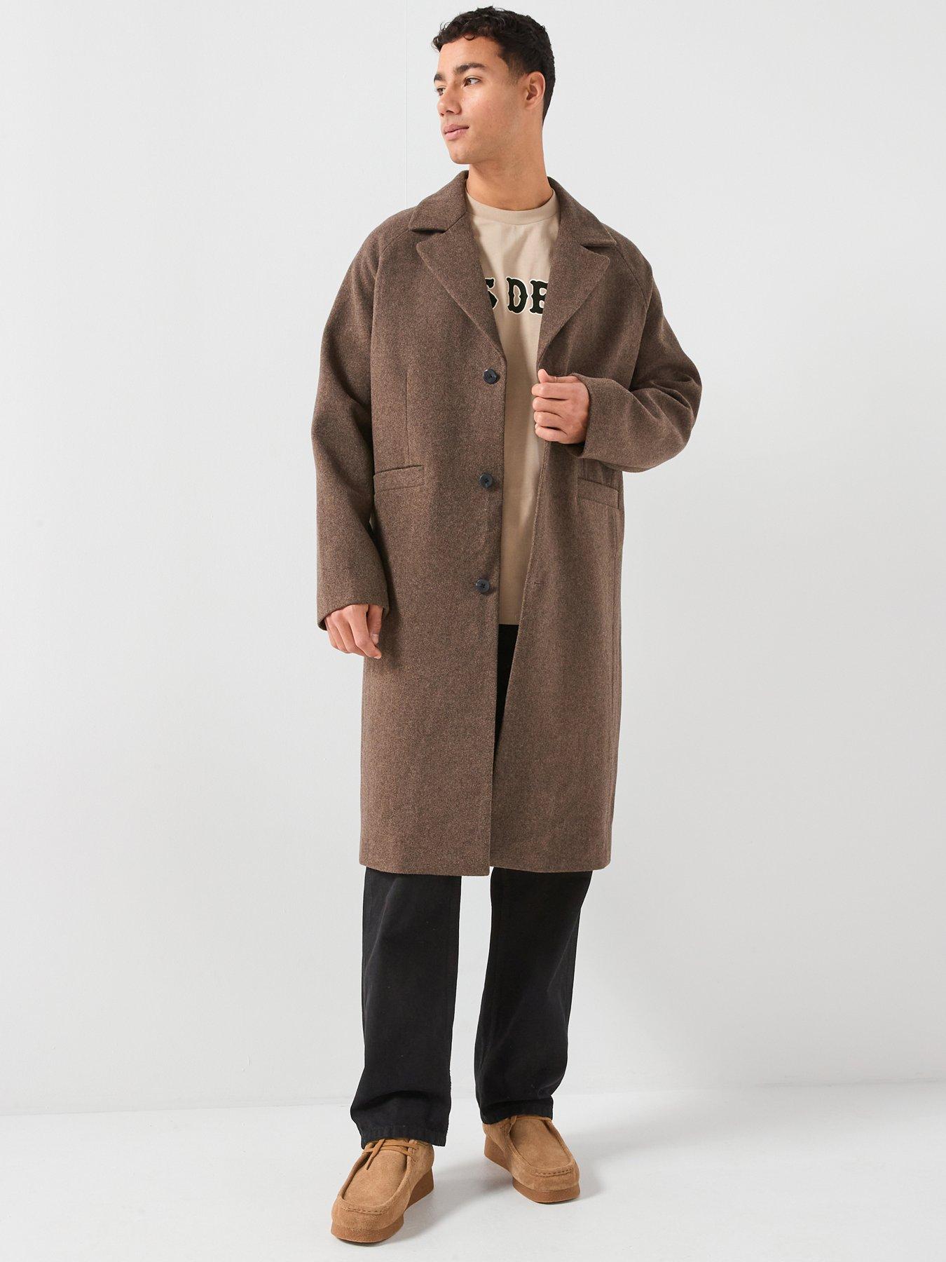 Les Deux Nicko Melange Wool Overcoat - Brown