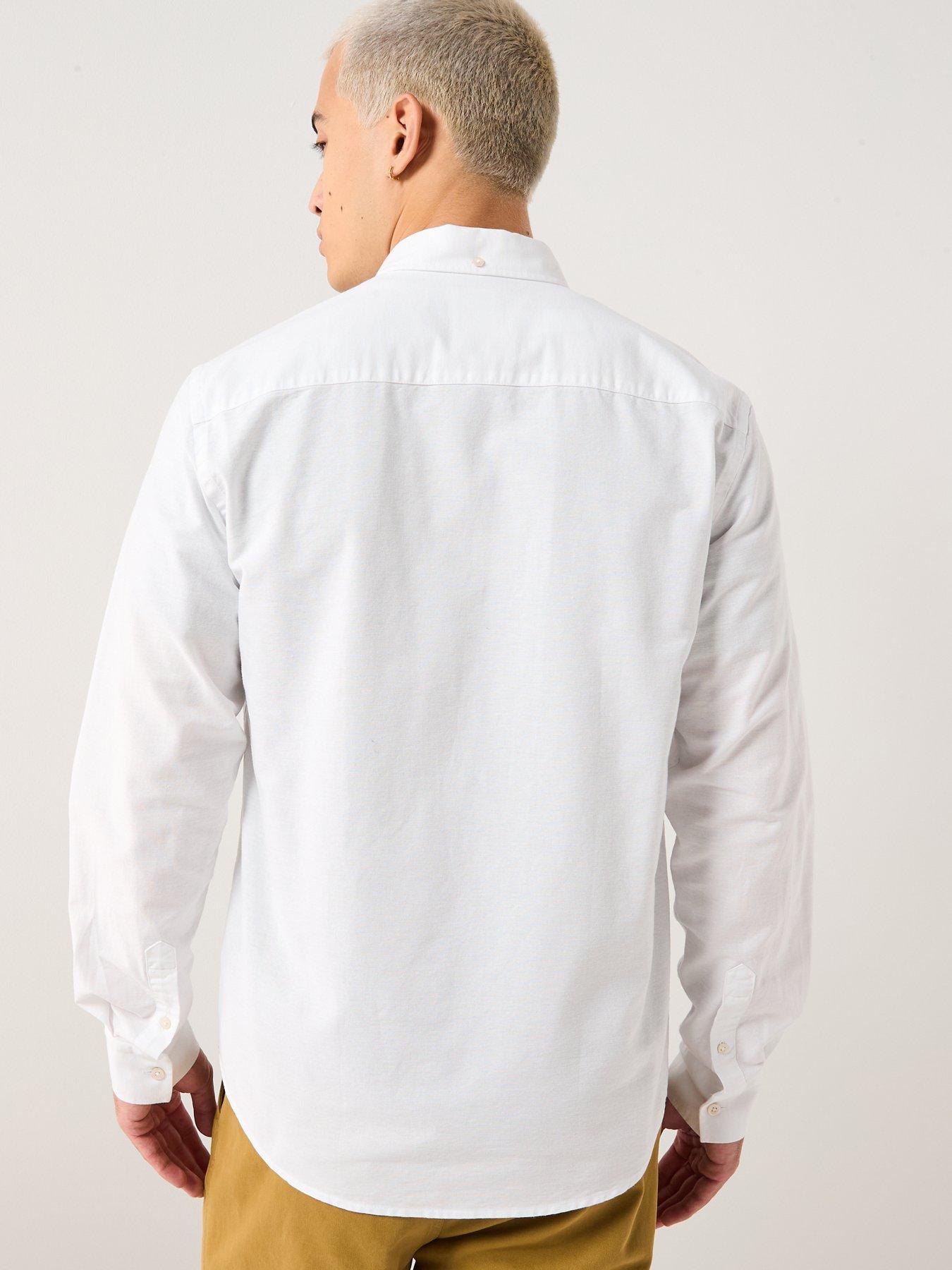 Image 2 of 6 of Double A by Wood Wood Double A By Adam Long Sleeve Plain Cotton Shirt - White