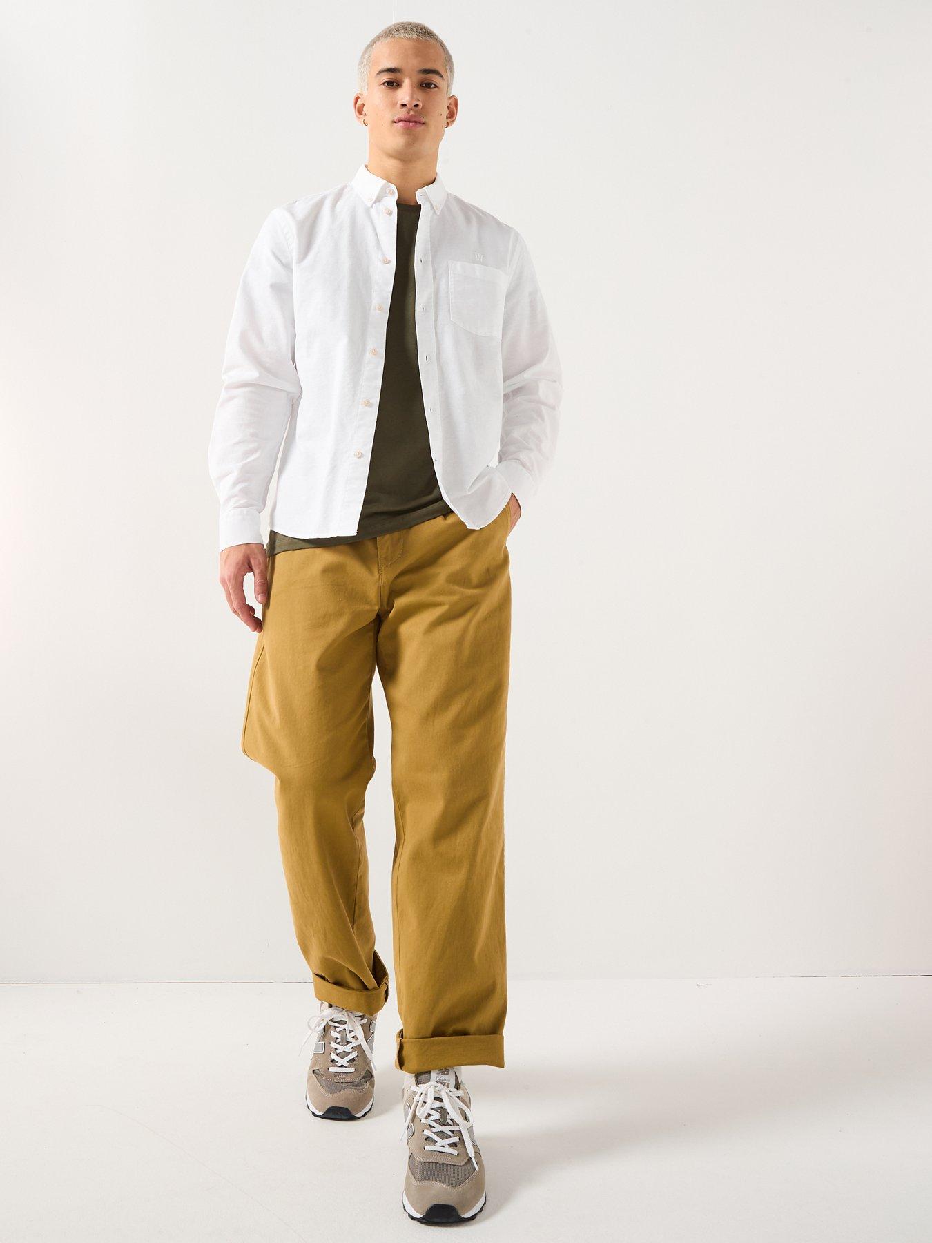 Image 3 of 6 of Double A by Wood Wood Double A By Adam Long Sleeve Plain Cotton Shirt - White