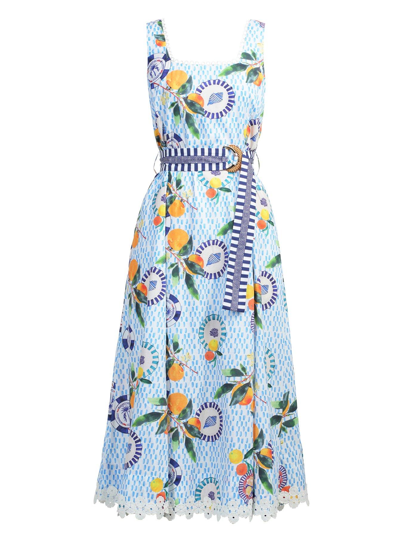 Image 3 of 5 of Emily Lovelock Aubrey Print Dress - White