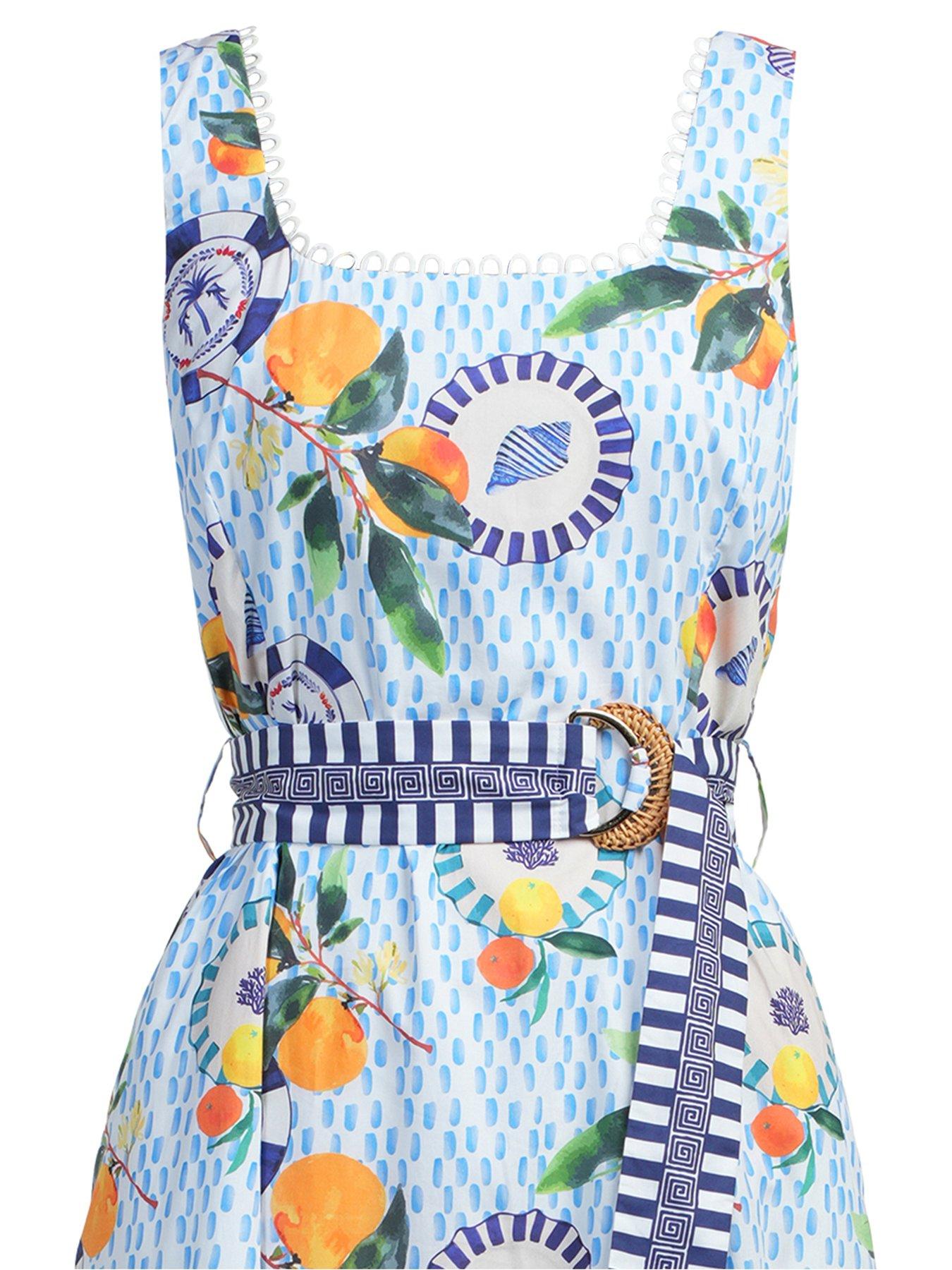 Image 4 of 5 of Emily Lovelock Aubrey Print Dress - White