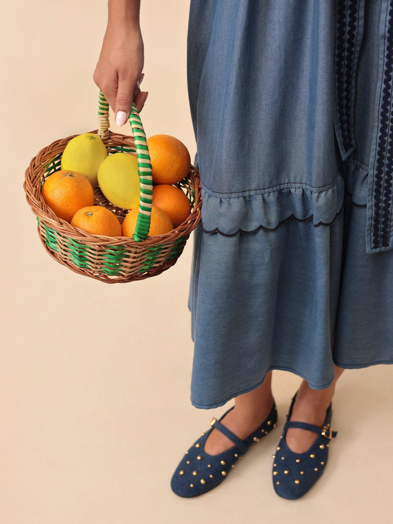 Image 5 of 6 of Emily Lovelock Celine Halter Neck Denim Midi Dress - Blue