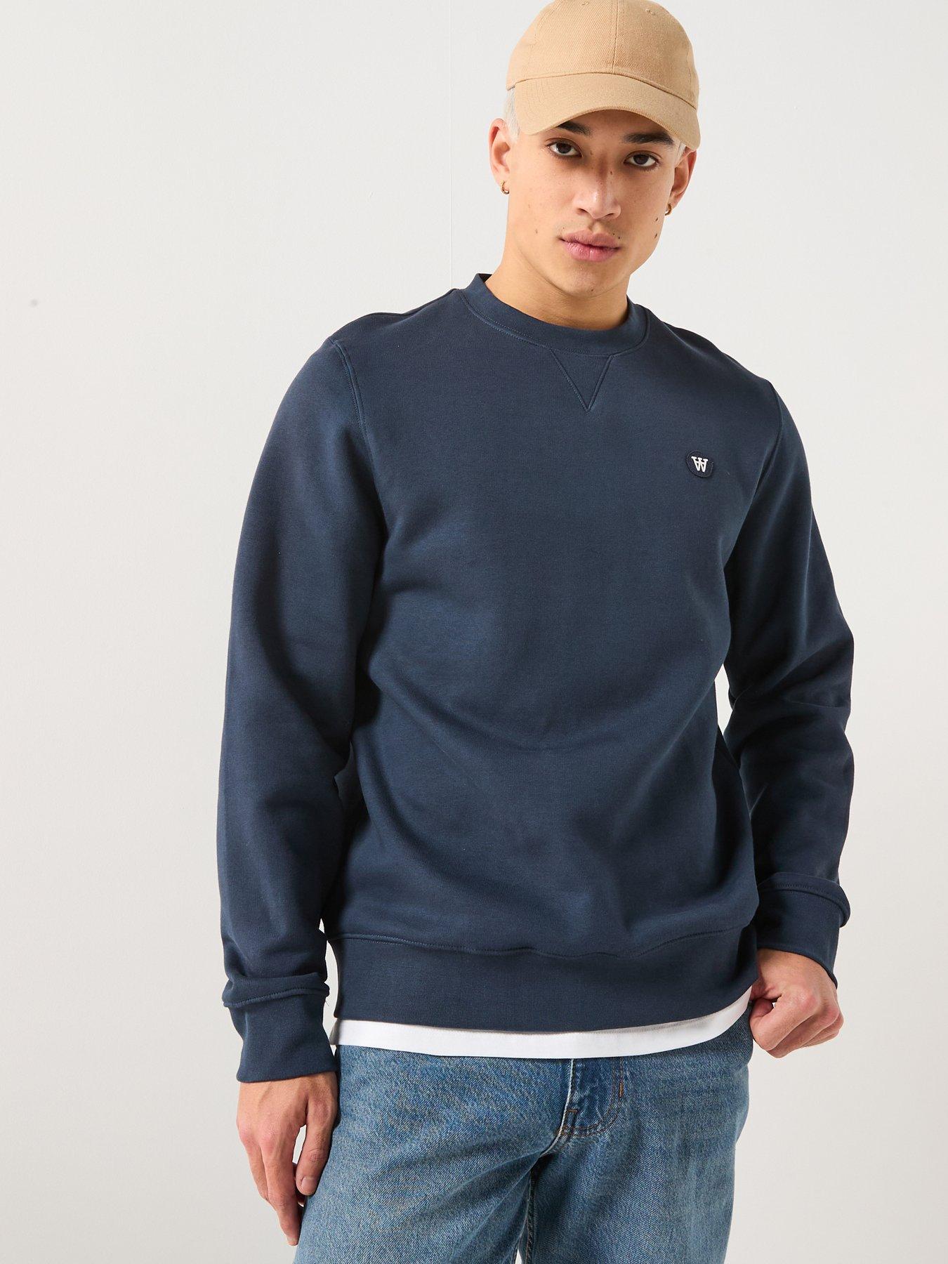 Double A by Wood Wood Tye Coin Logo Crew Sweatshirt - Navy