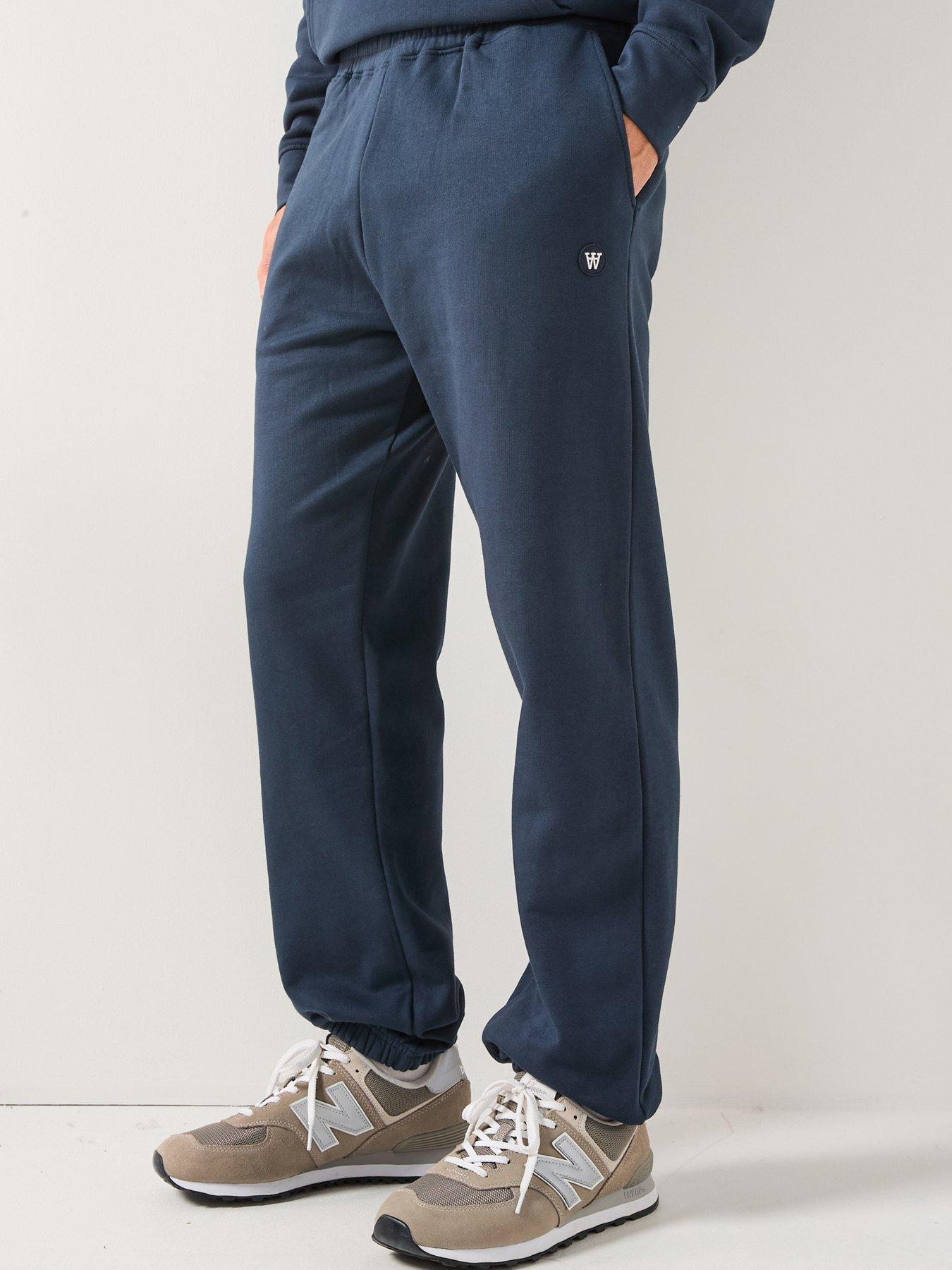 Double A by Wood Wood Double A By Cal Coin Logo Cuff Joggers - Navy