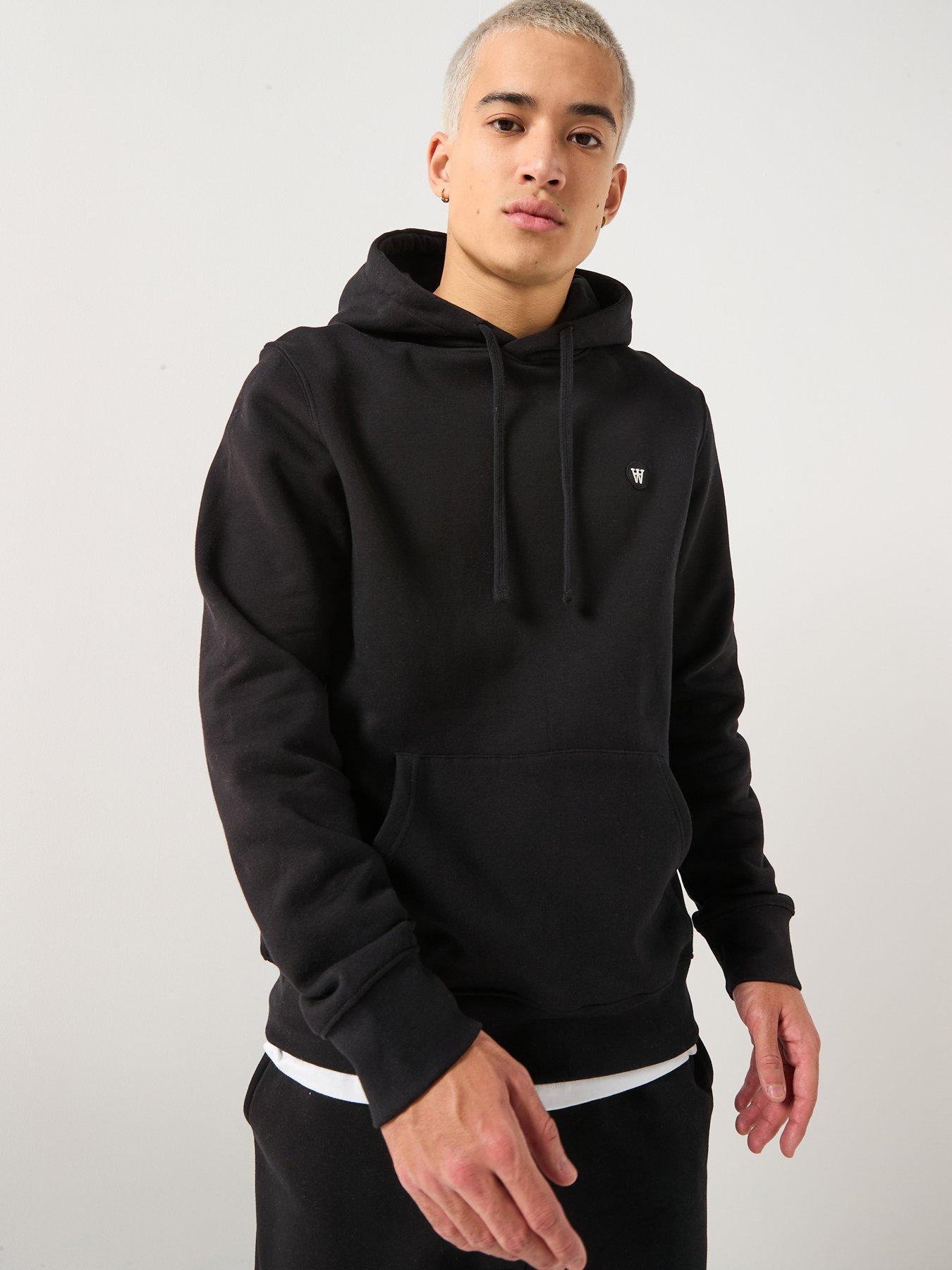 Double A by Wood Wood Ash Coin Logo Overhead Hoodie - Black