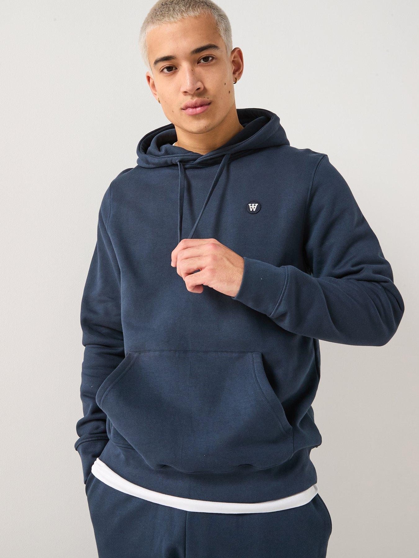 Double A by Wood Wood Ash Coin Logo Overhead Hoodie - Navy