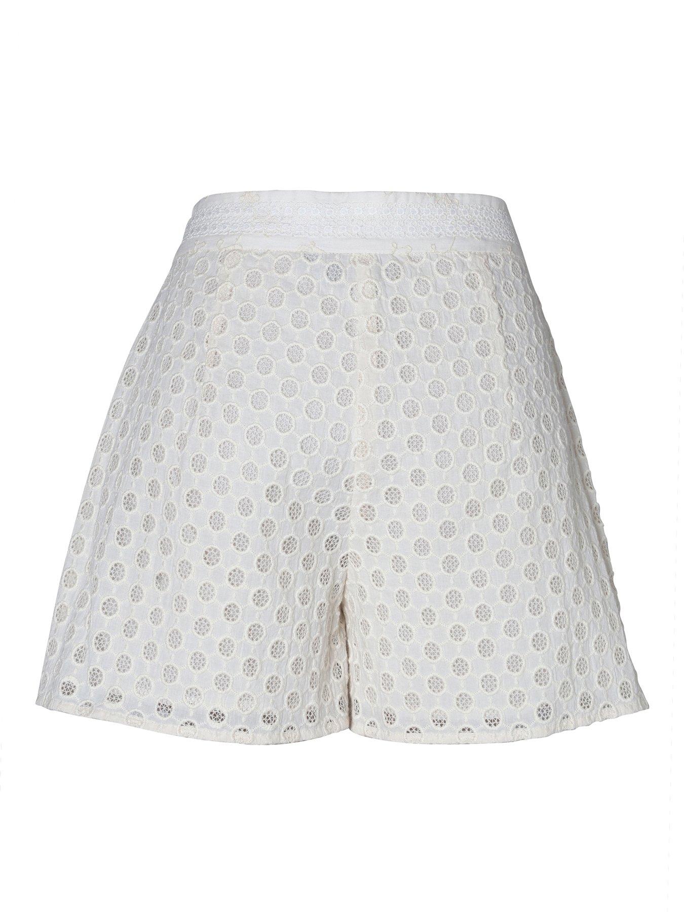 Image 2 of 4 of Emily Lovelock Nova Broderie Anglaise Shorts - White