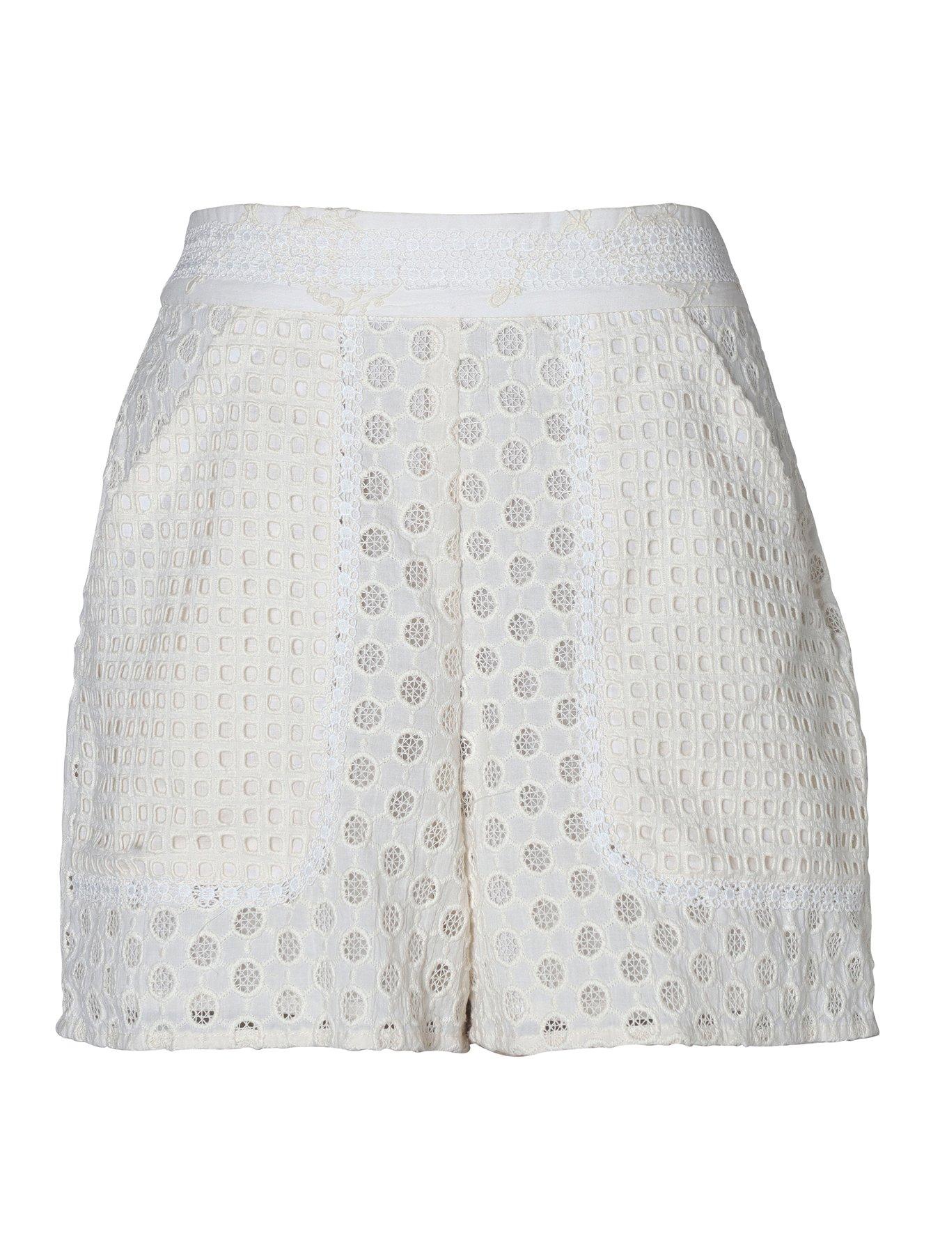 Image 3 of 4 of Emily Lovelock Nova Broderie Anglaise Shorts - White
