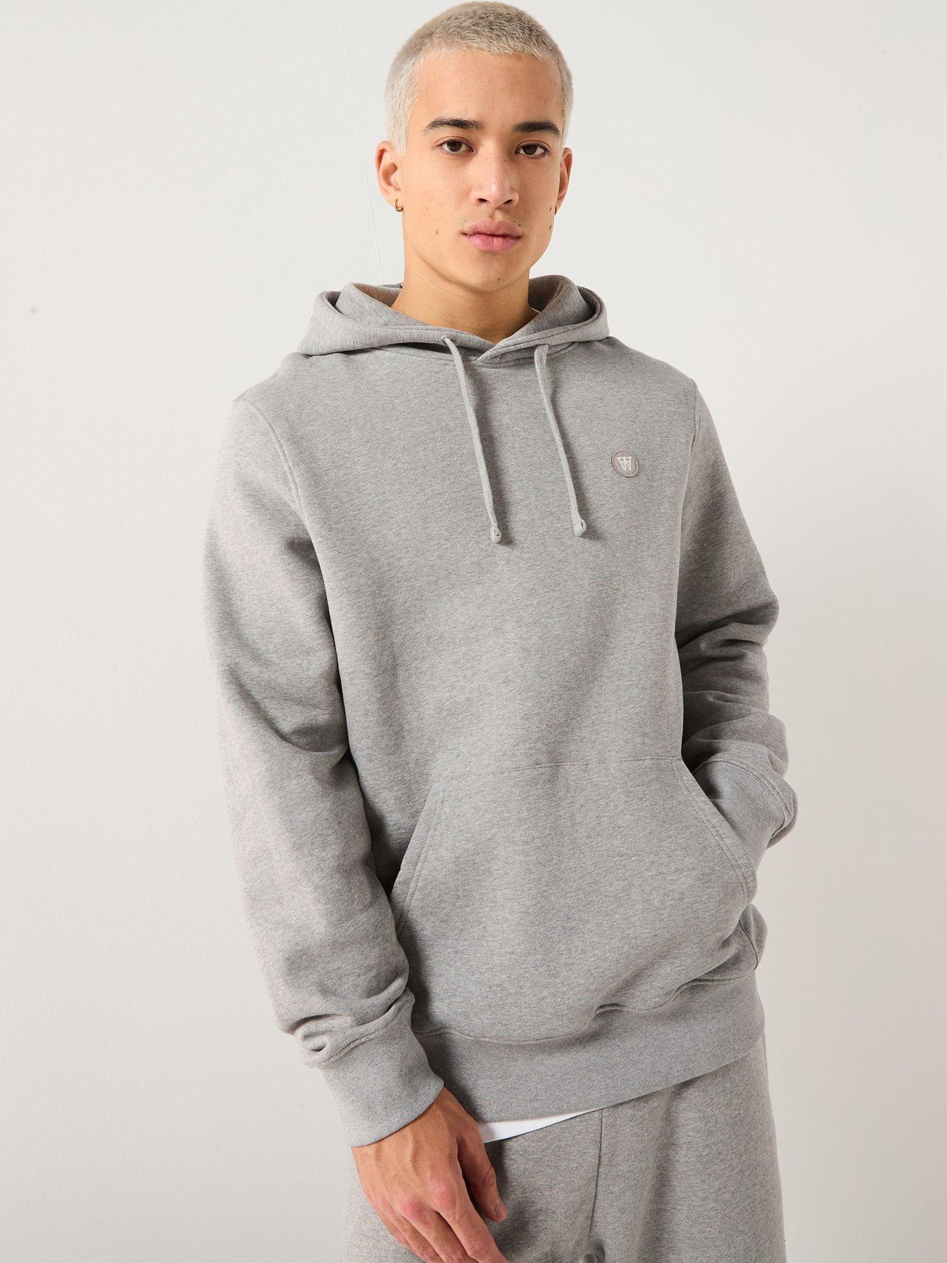 Double A by Wood Wood Ash Coin Logo Overhead Hoodie - Light Grey