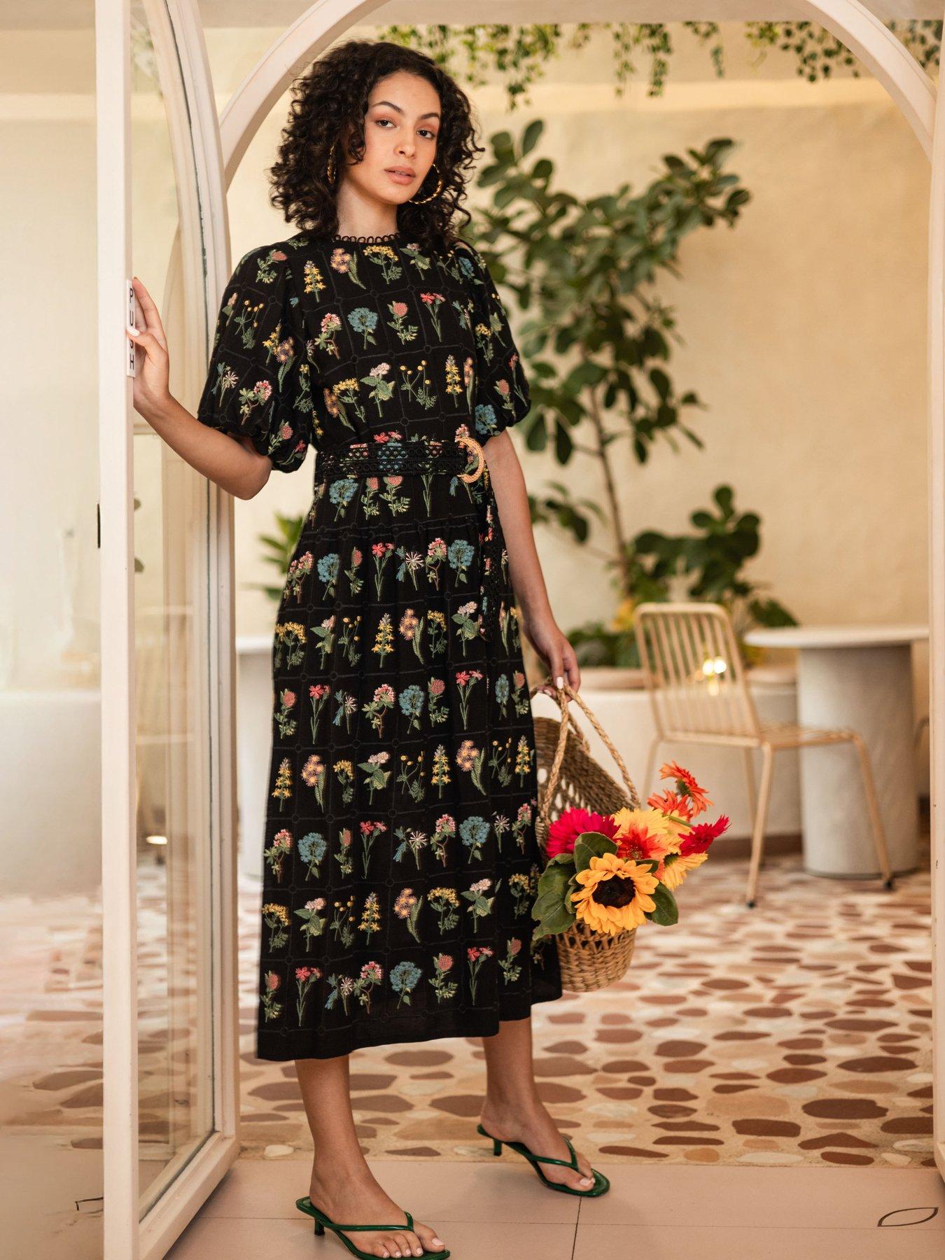 black embroidered dress uk XXL