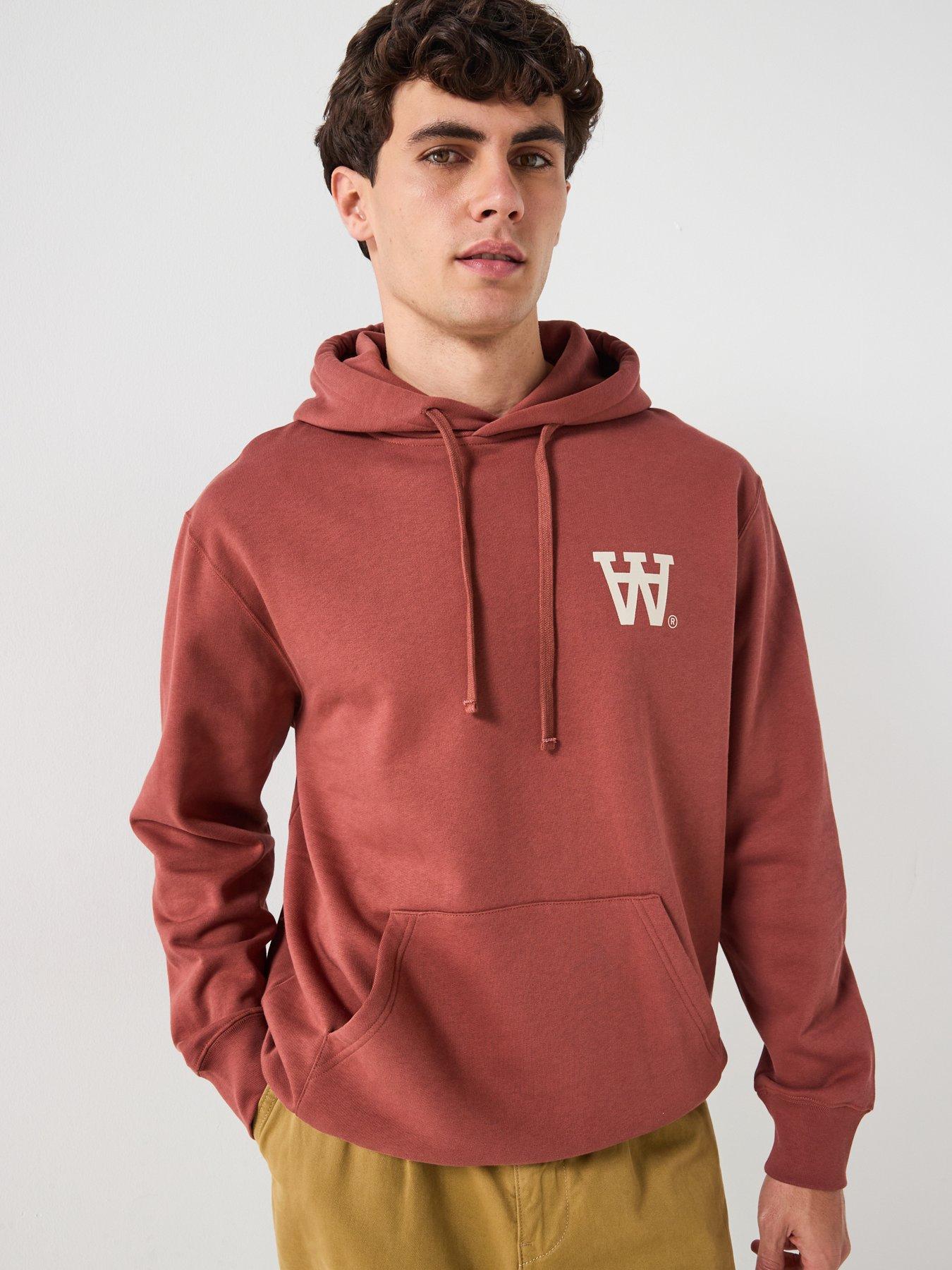 Double A by Wood Wood Cass Aa Chest Print Hoodie - Dark Red