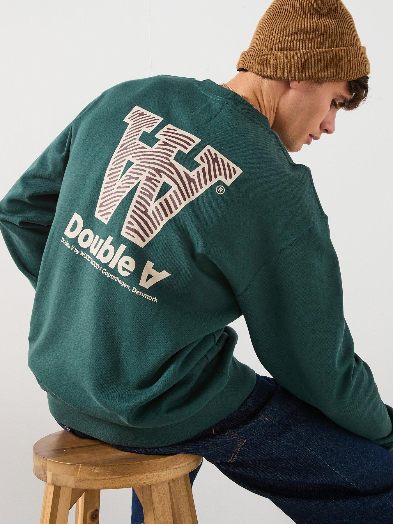 Double A by Wood Wood James Aaneue Crew Sweat - Dark Green