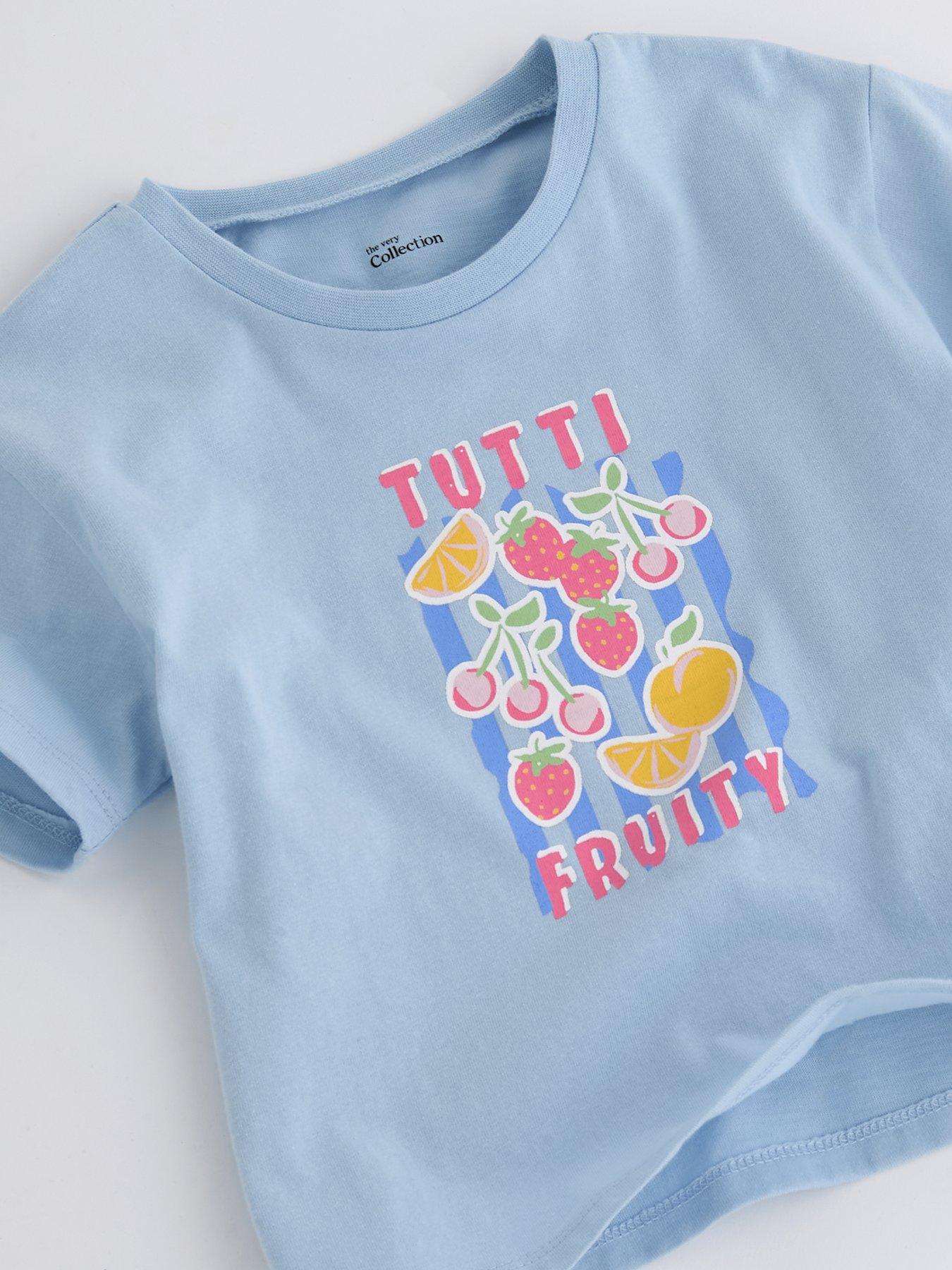 Image 3 of 4 of The Very Collection Girls Tutti Fruity Shortie Pyjamas - Blue