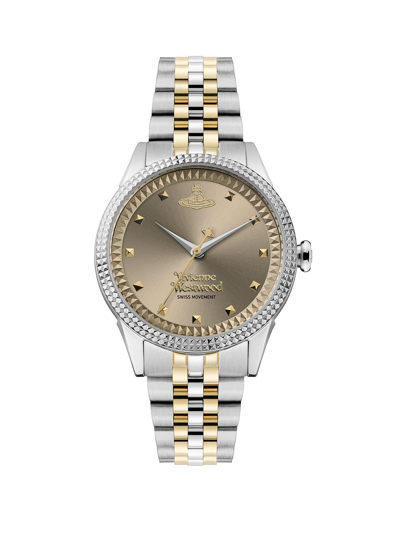Vivienne Westwood Little Seymour Ladies Quartz Watch Warm Grey Sunray Dial Silver Stainless Steel Case and Two Tone Bracelet