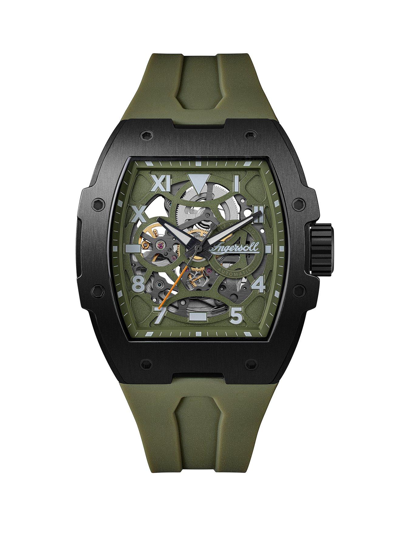 Ingersoll 1892 The Play Automatic Mens Watch with Green Skeleton Dial and Green PU Strap - I15303