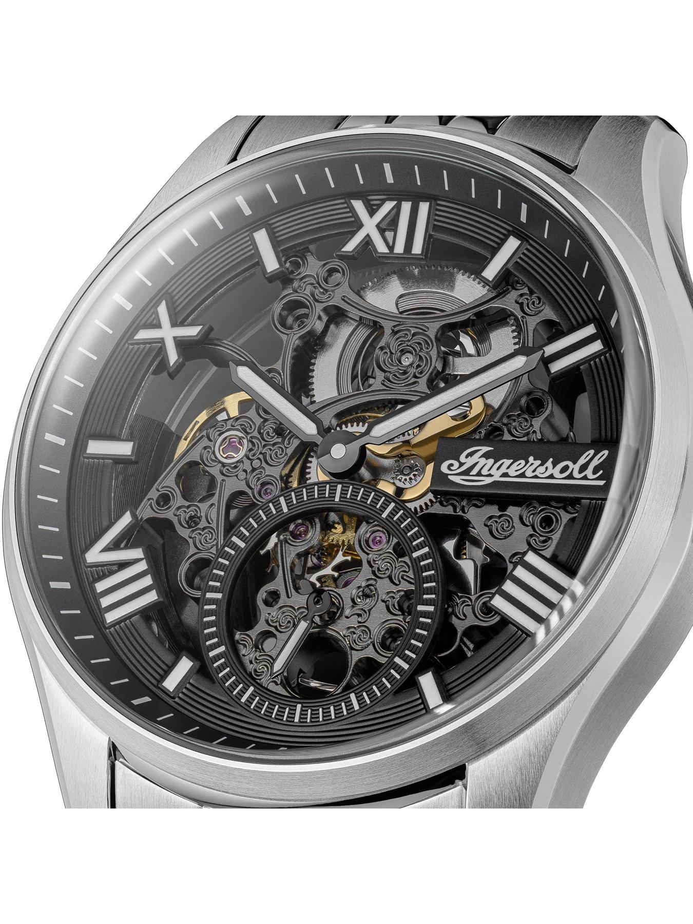 Image 2 of 6 of Ingersoll 1892 The Maverick Automatic Mens Watch with Black Skeleton Dial and Silver Stainless Steel Bracelet- I17403