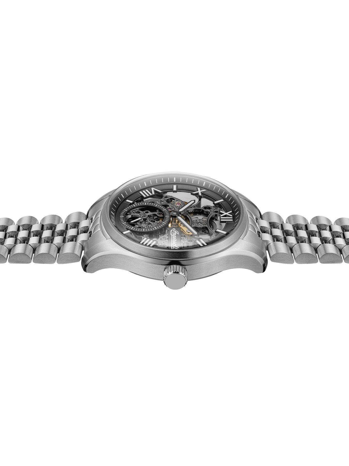 Image 3 of 6 of Ingersoll 1892 The Maverick Automatic Mens Watch with Black Skeleton Dial and Silver Stainless Steel Bracelet- I17403