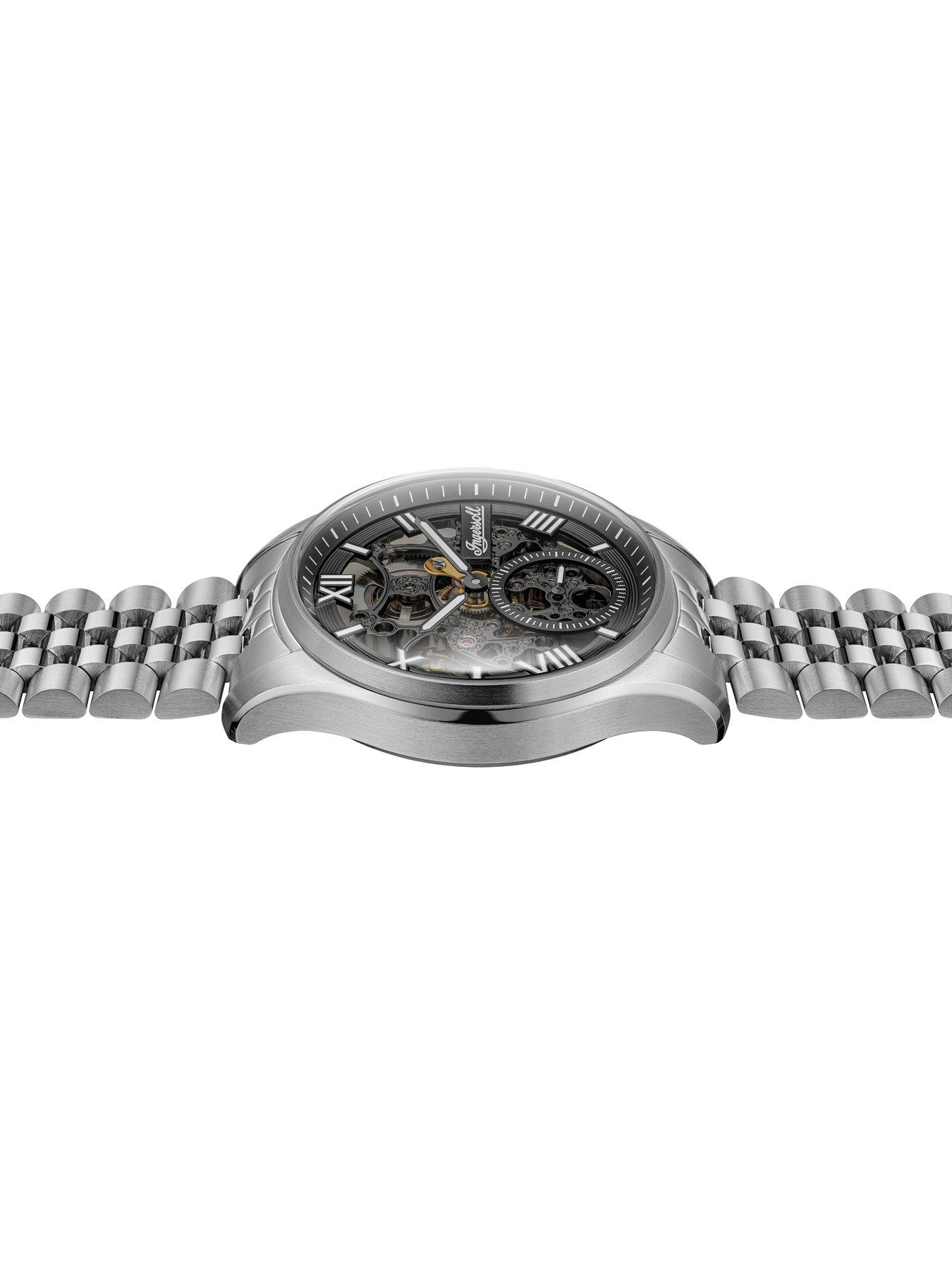 Image 4 of 6 of Ingersoll 1892 The Maverick Automatic Mens Watch with Black Skeleton Dial and Silver Stainless Steel Bracelet- I17403