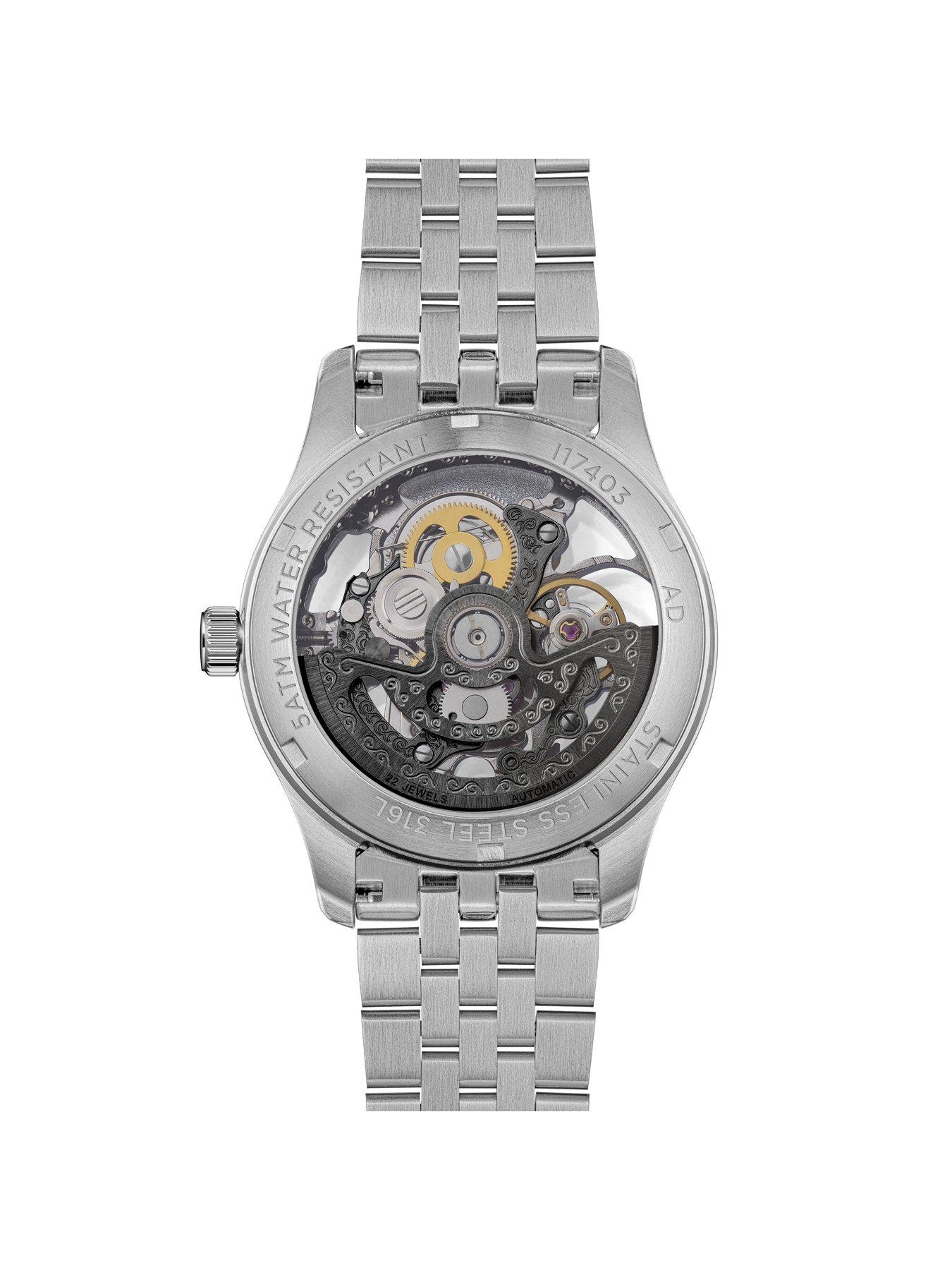 Image 6 of 6 of Ingersoll 1892 The Maverick Automatic Mens Watch with Black Skeleton Dial and Silver Stainless Steel Bracelet- I17403
