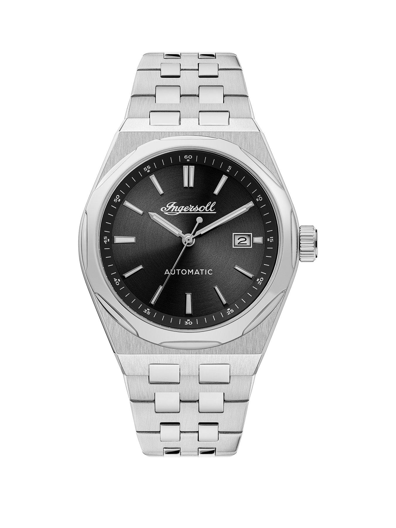 Ingersoll 1892 The Rider Automatic Mens Watch with Black Dial and Silver Stainless Steel Bracelet - I16801