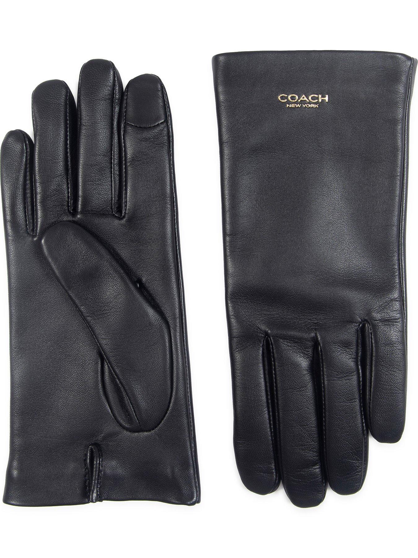 COACH New York Womens Leather Tech Glove - Black