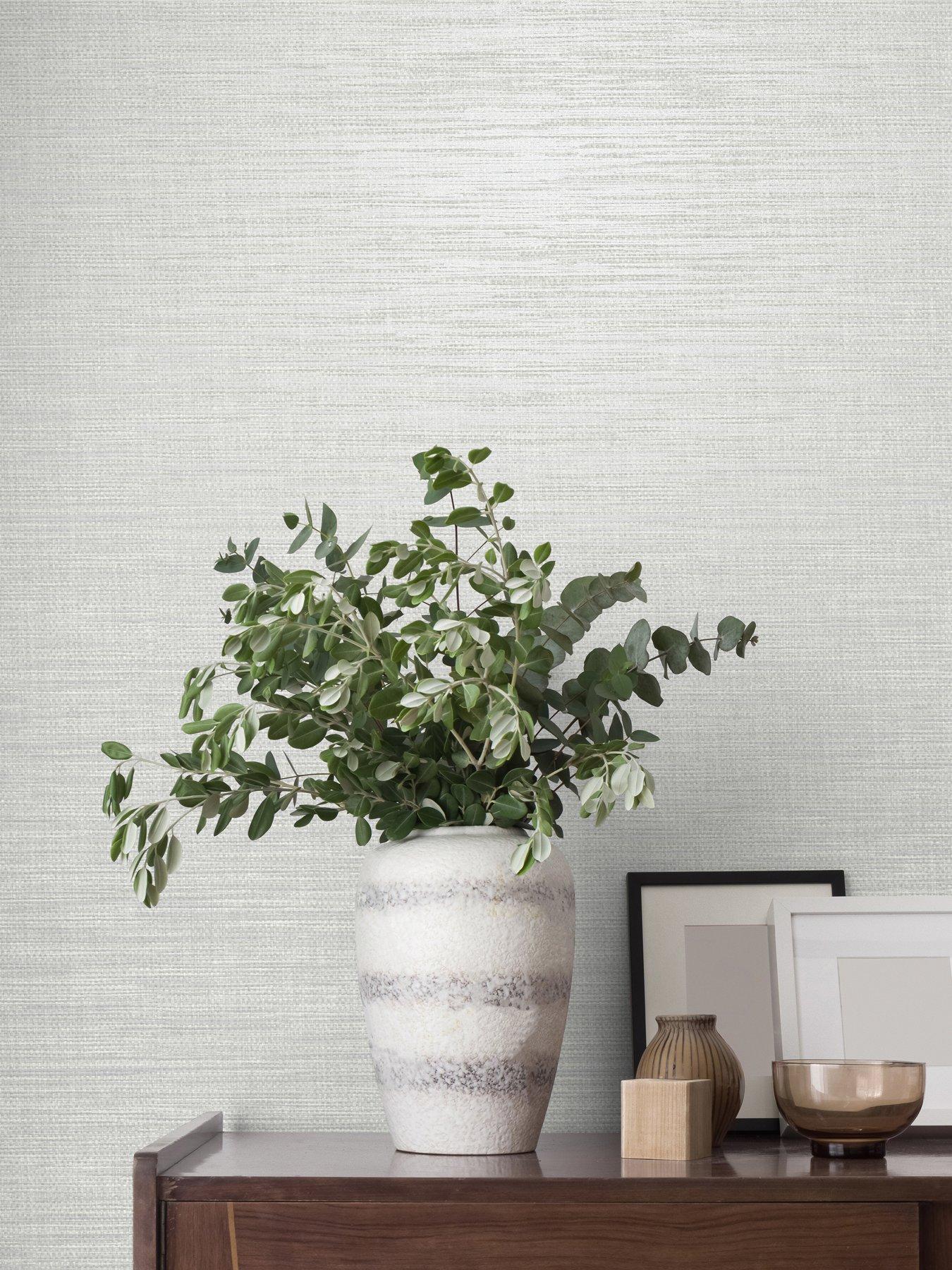 The Very Collection Metallic Weave plain Silver Wallpaper