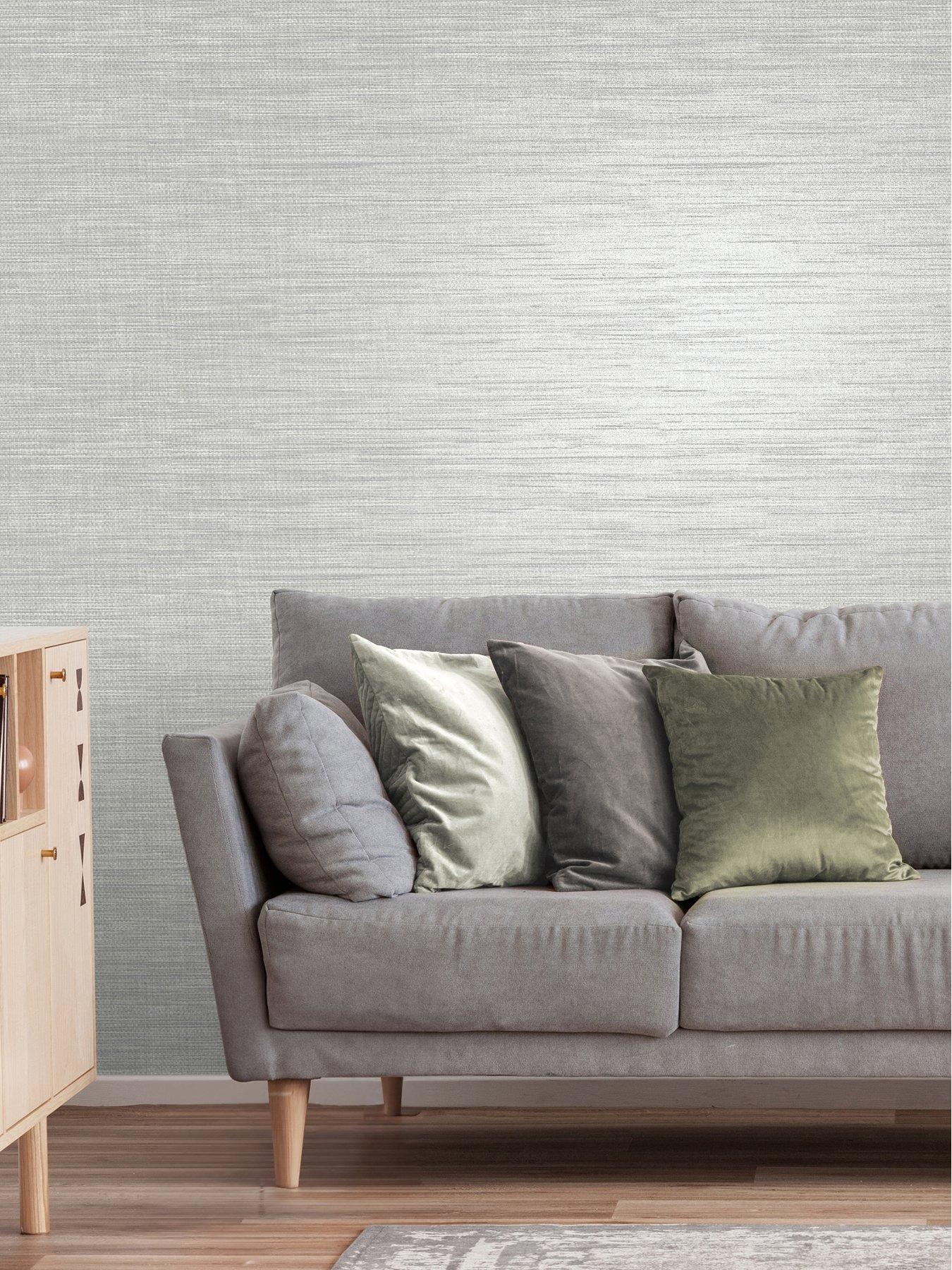 Image 2 of 7 of The Very Collection Metallic Weave plain Silver Wallpaper