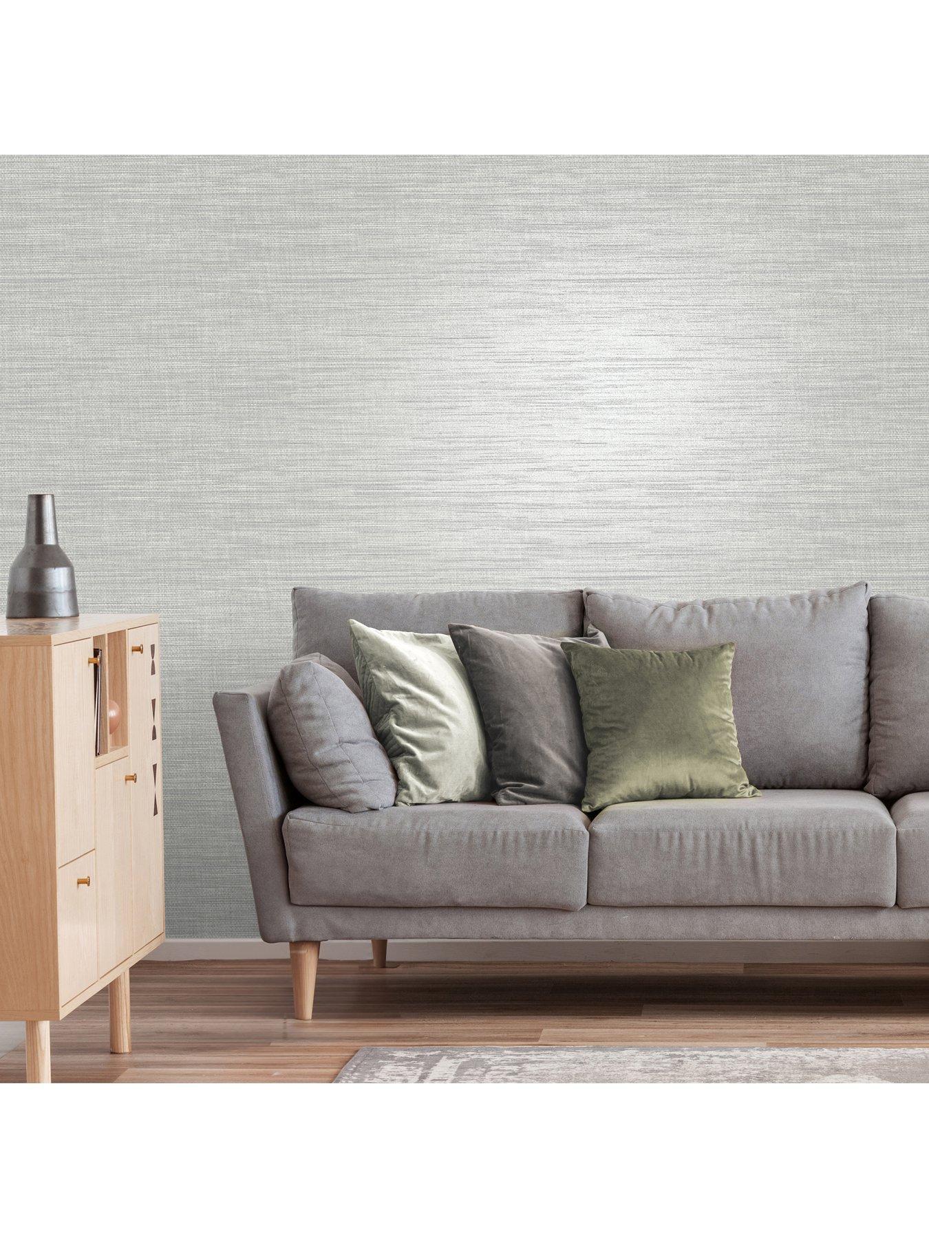 Image 4 of 7 of The Very Collection Metallic Weave plain Silver Wallpaper