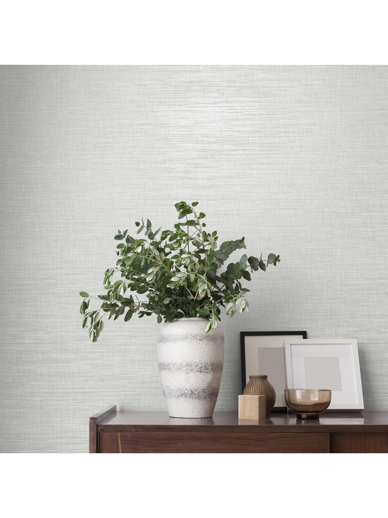 Image 6 of 7 of The Very Collection Metallic Weave plain Silver Wallpaper