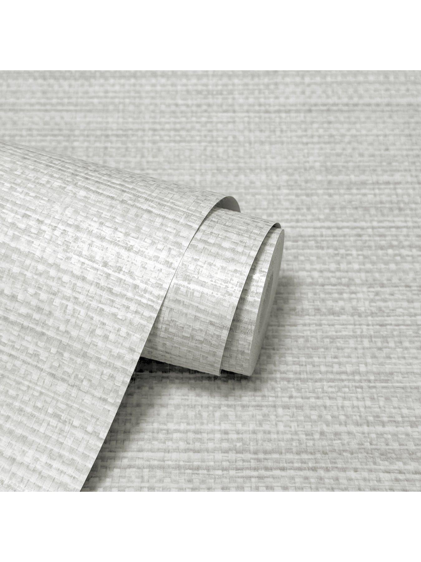 Image 7 of 7 of The Very Collection Metallic Weave plain Silver Wallpaper