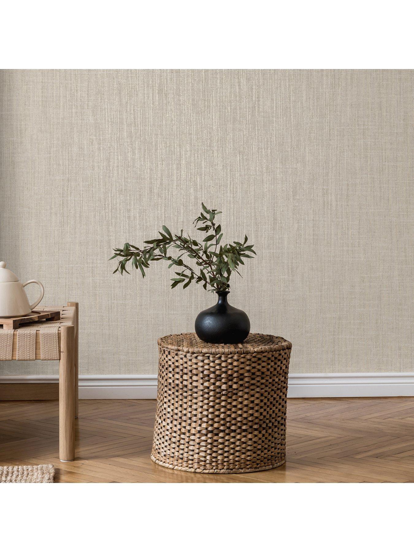 Image 6 of 7 of The Very Collection Linen Plain Natural Wallpaper