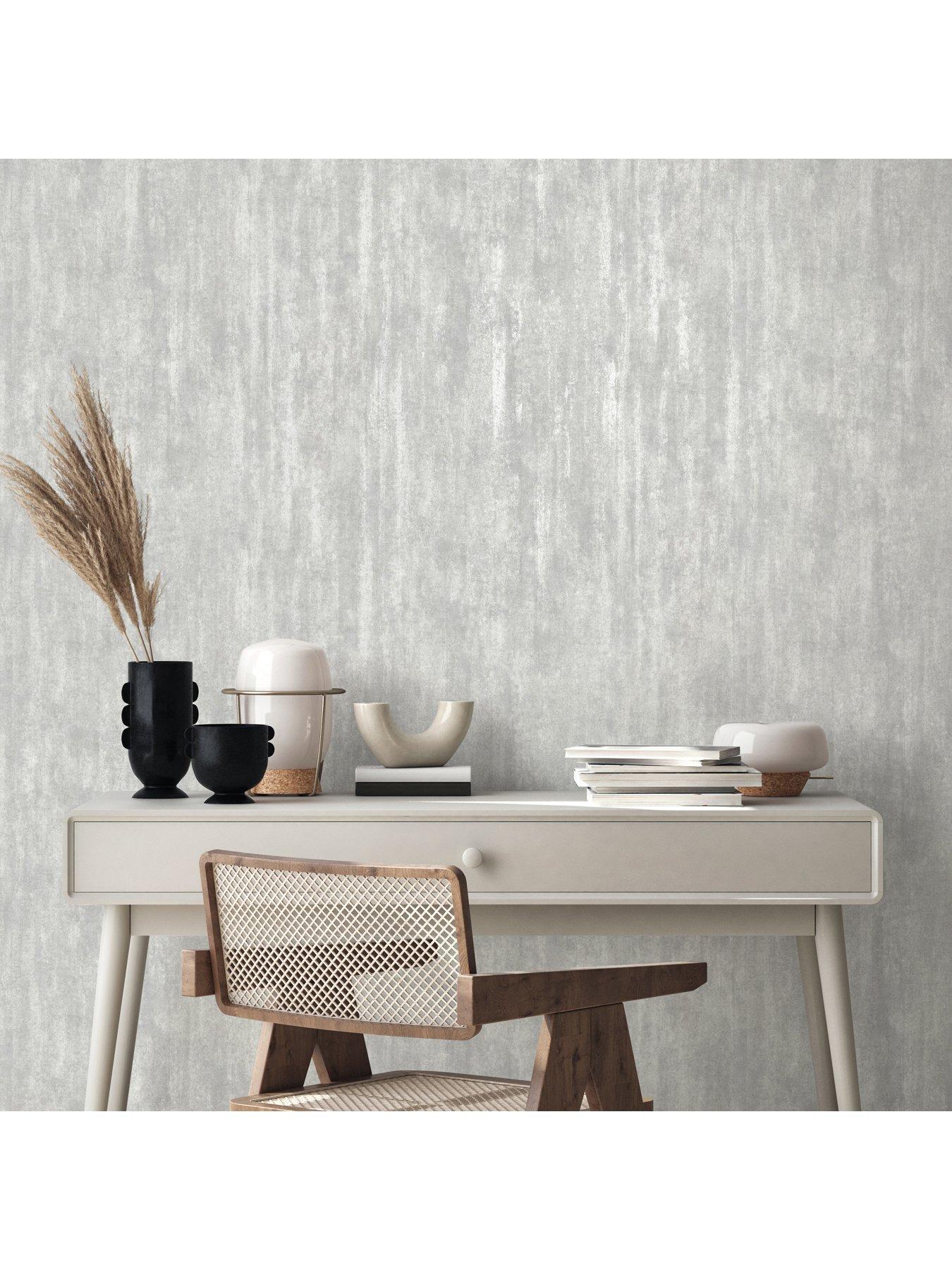 Image 6 of 7 of The Very Collection Luxe Distressed plain Silver Wallpaper