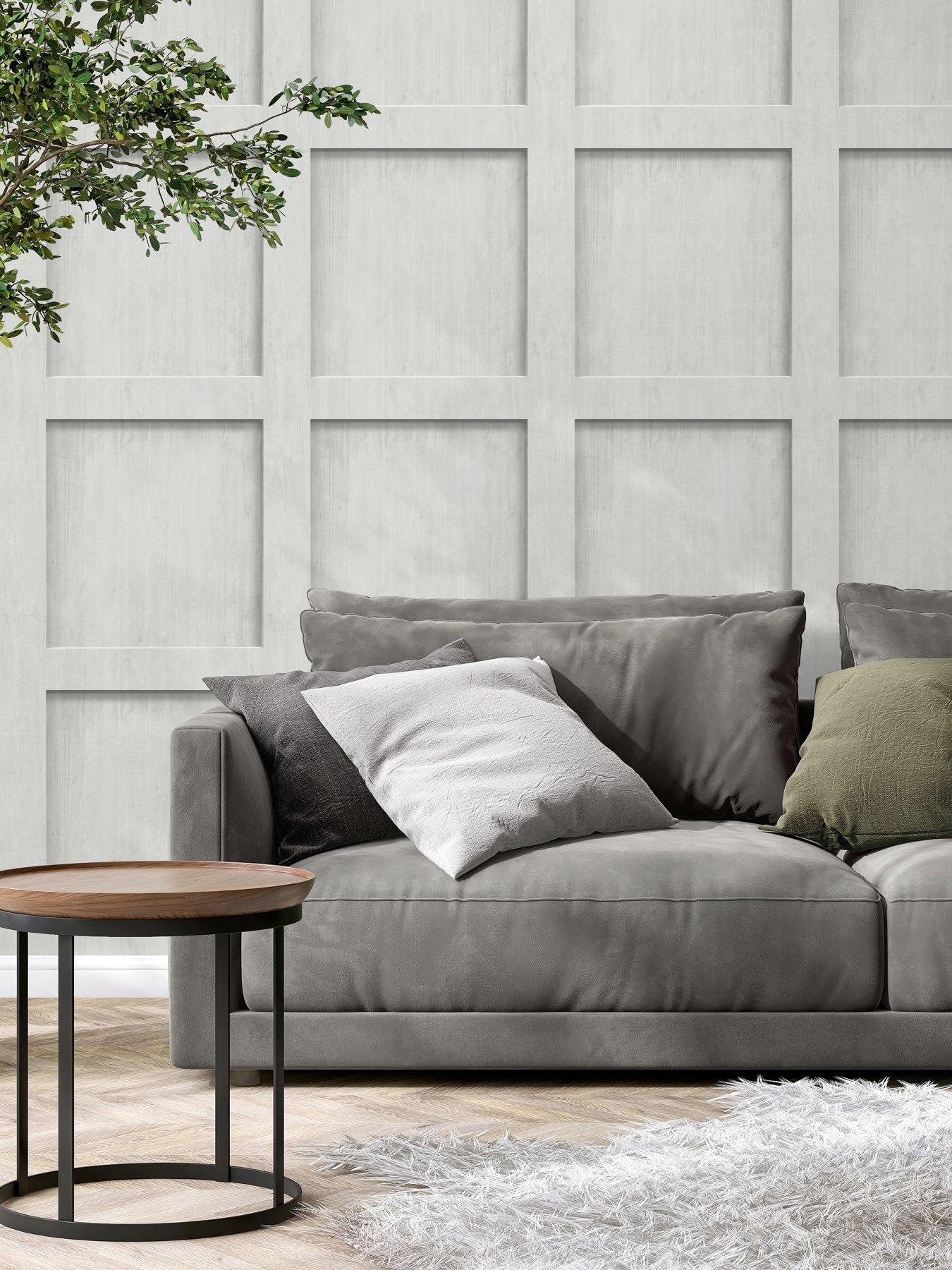 Image 1 of 7 of The Very Collection Square Panel Grey Wallpaper