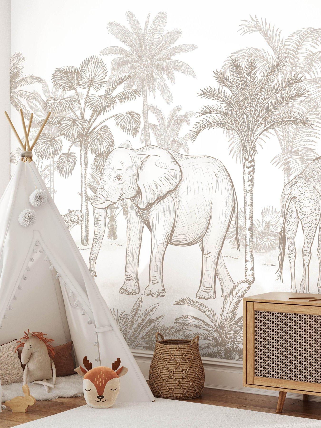The Very Collection Safari Mural Natural Wallpaper