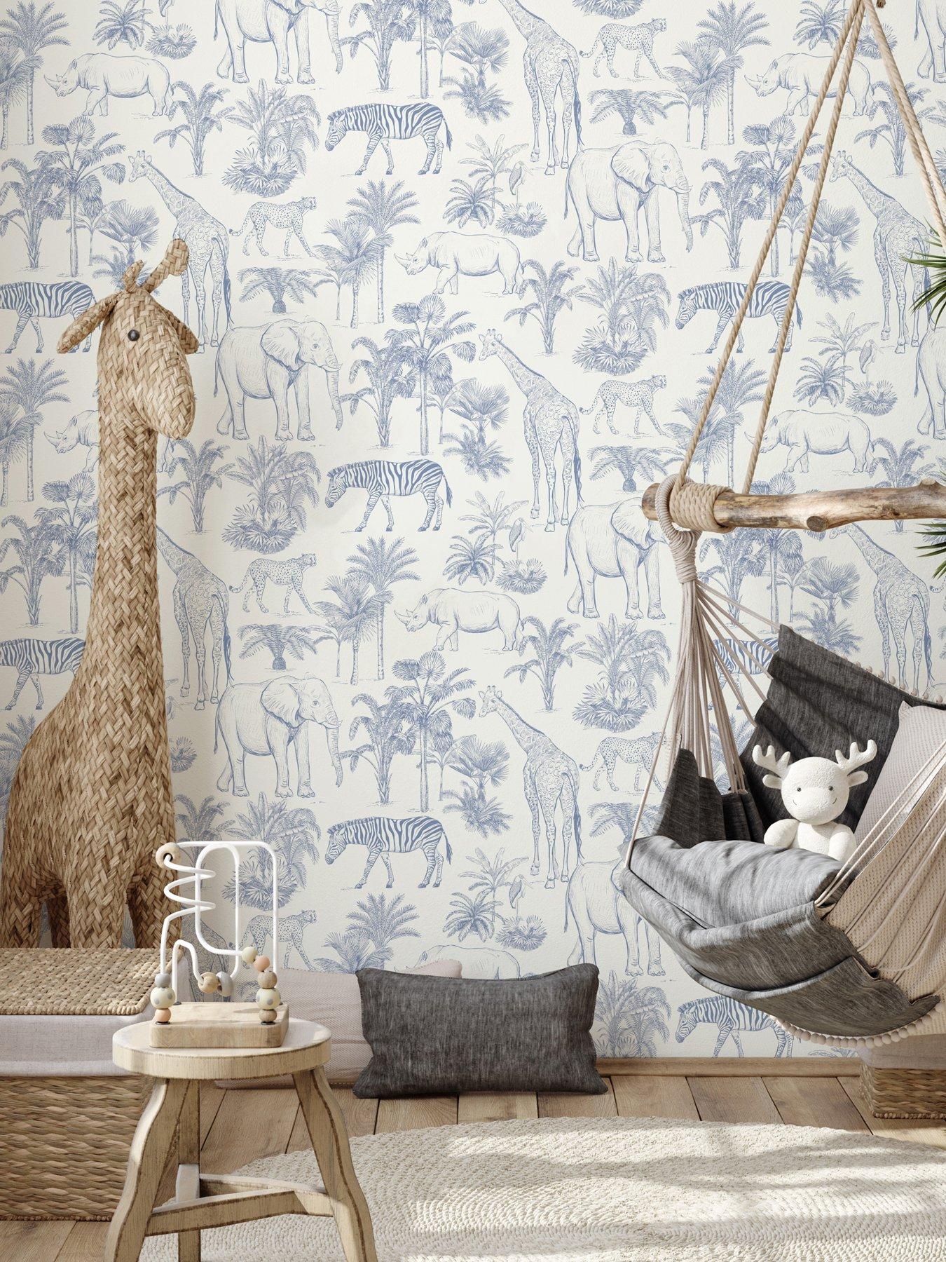 The Very Collection Safari Blue Wallpaper
