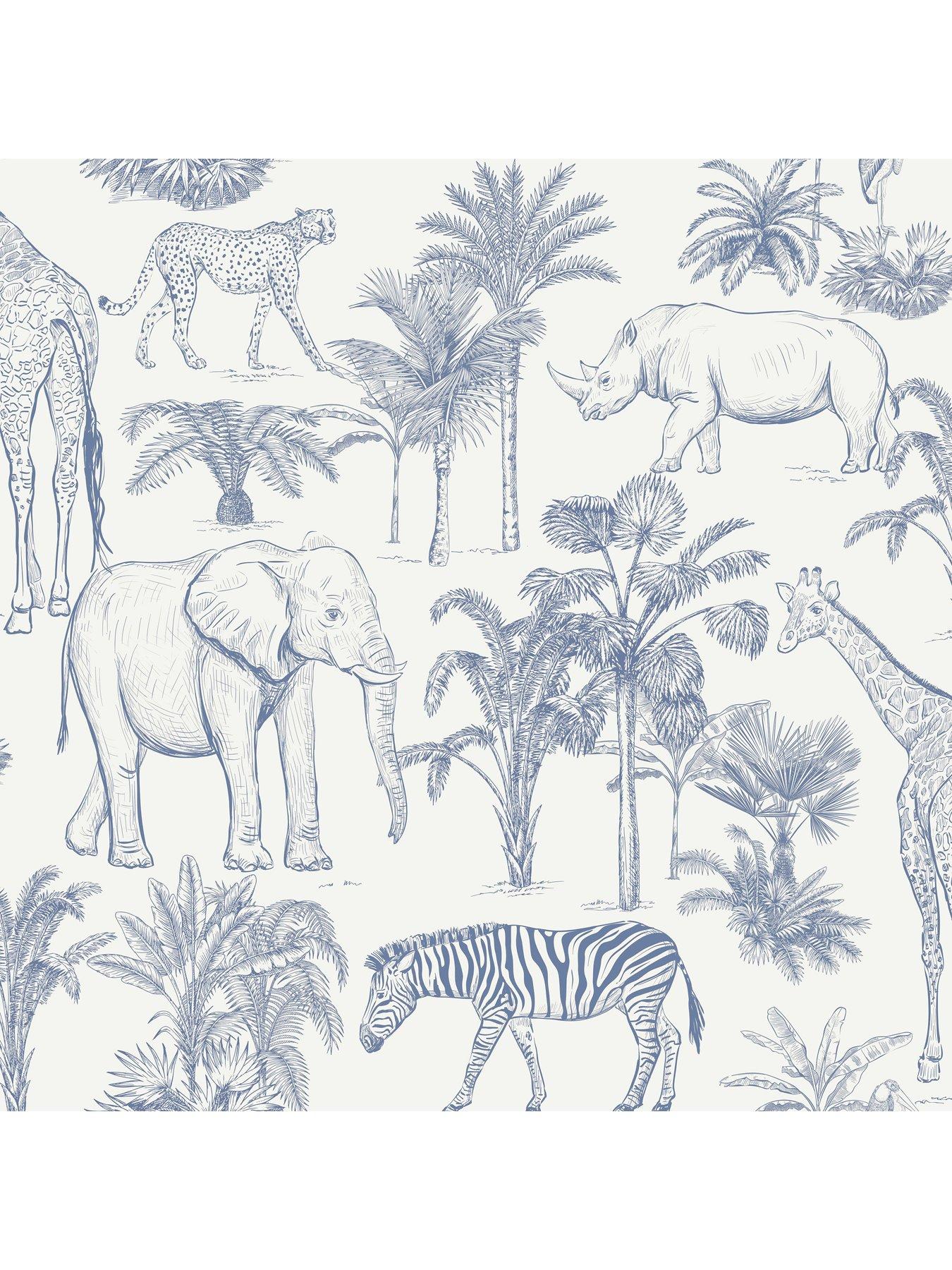 Image 5 of 7 of The Very Collection Safari Blue Wallpaper