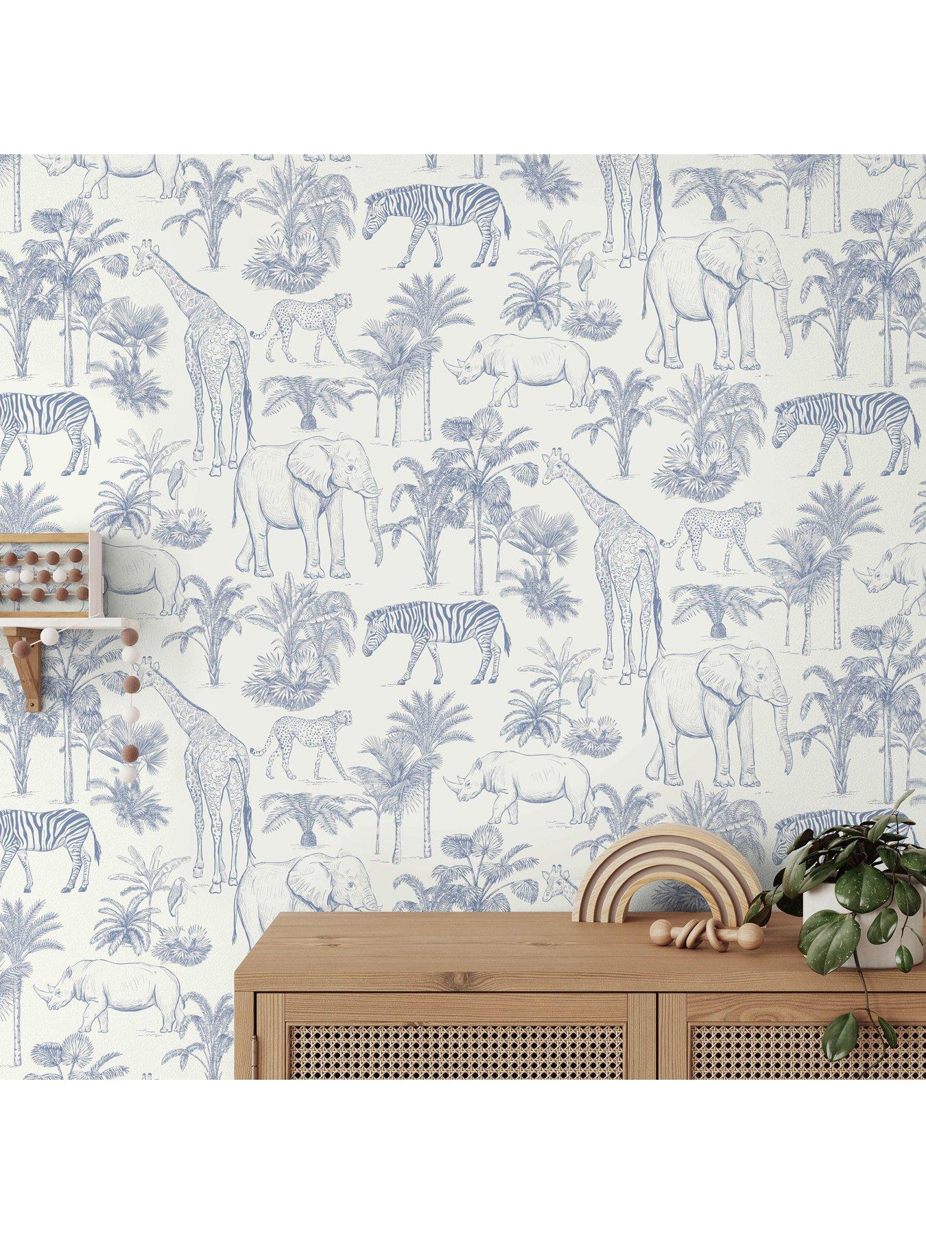 Image 6 of 7 of The Very Collection Safari Blue Wallpaper
