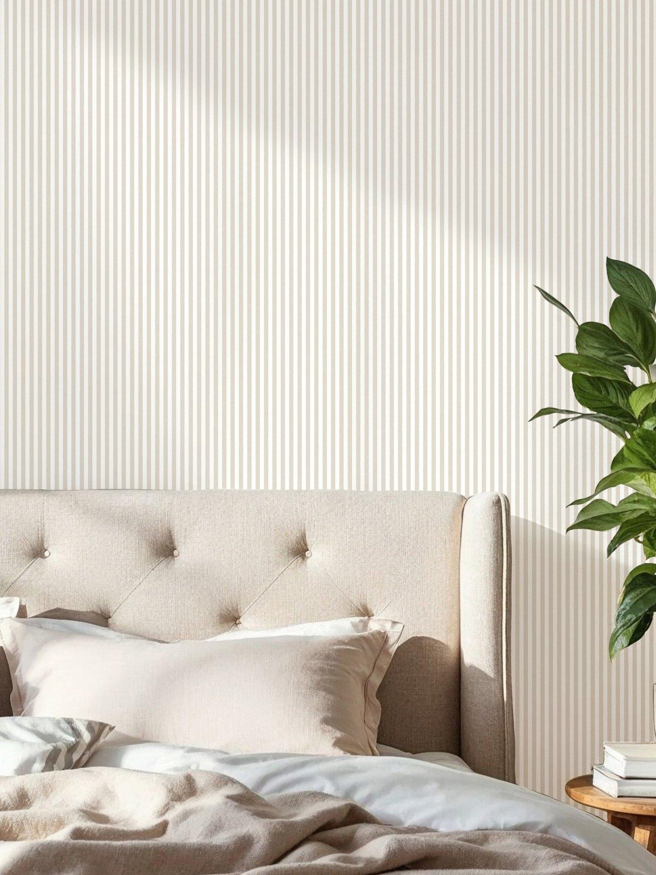The Very Collection Mini Ticking Stripe Natural Wallpaper