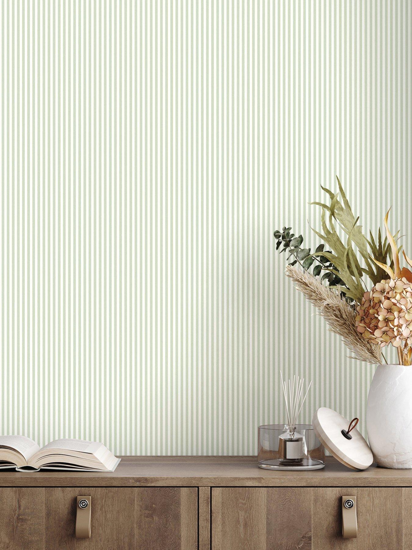 The Very Collection Mini Ticking Stripe Green Wallpaper