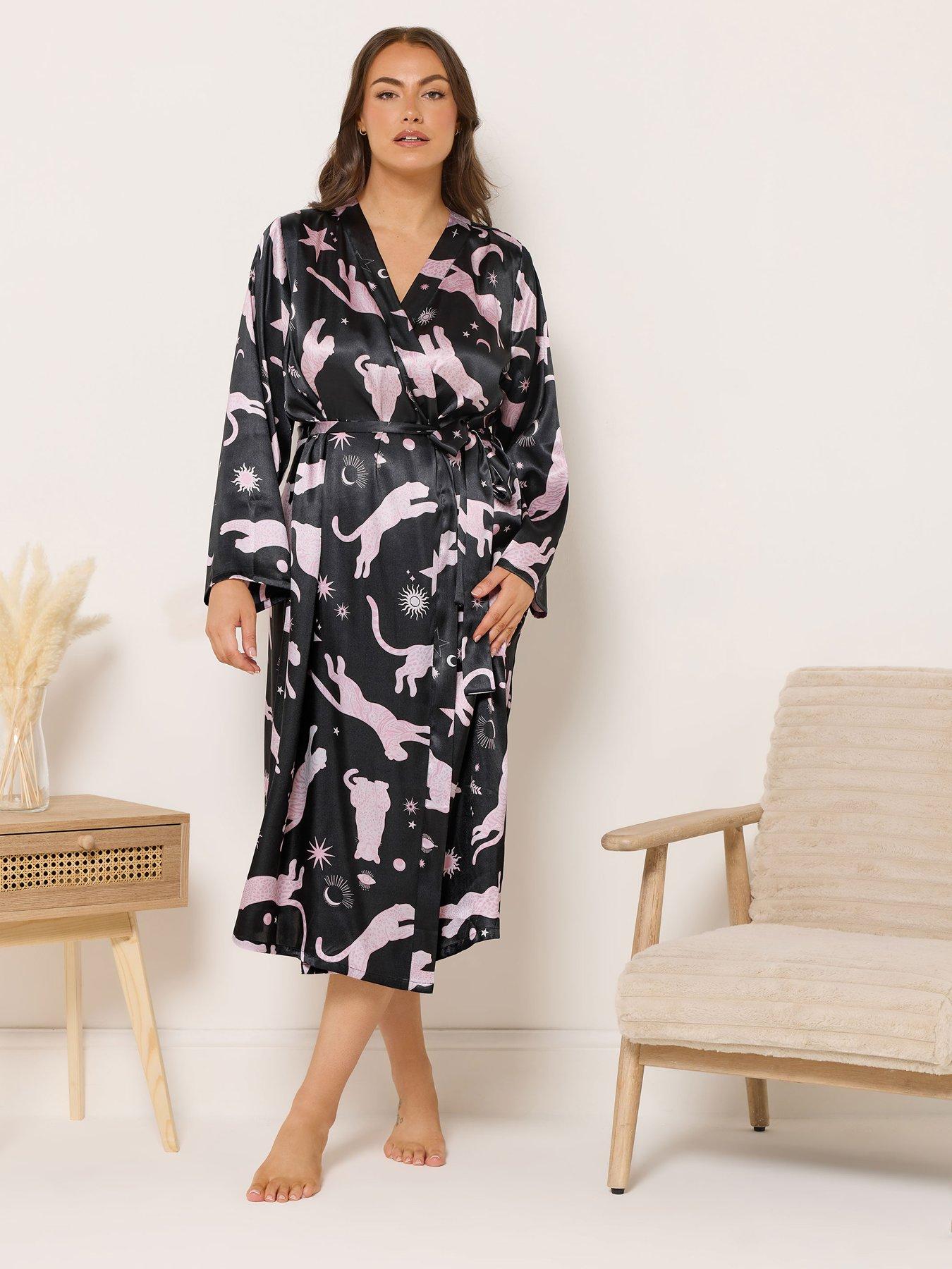 Image 3 of 4 of Yours Curve Conversational Satin Robe - Blue