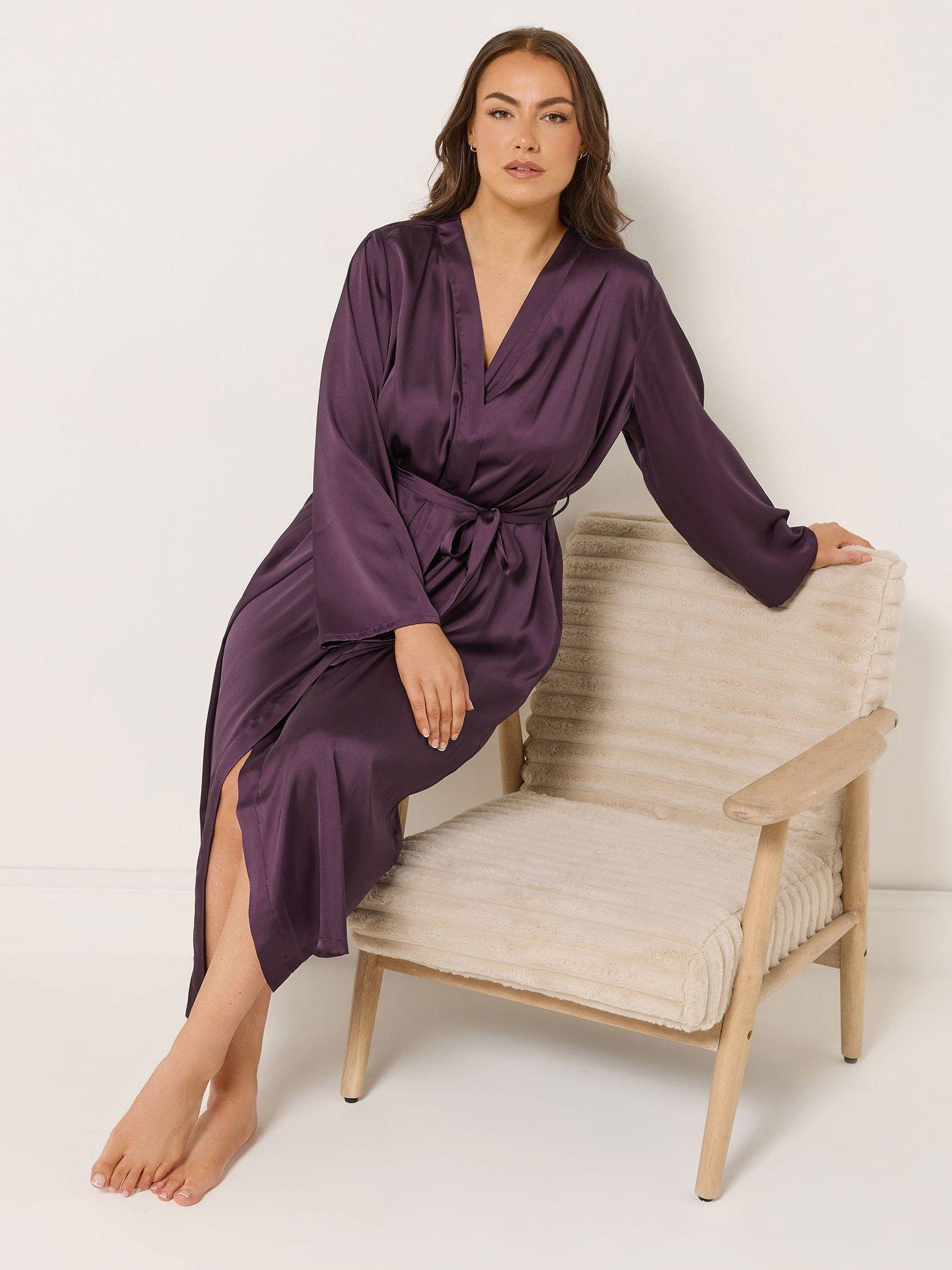 Yours Curve Satin Robe - Red