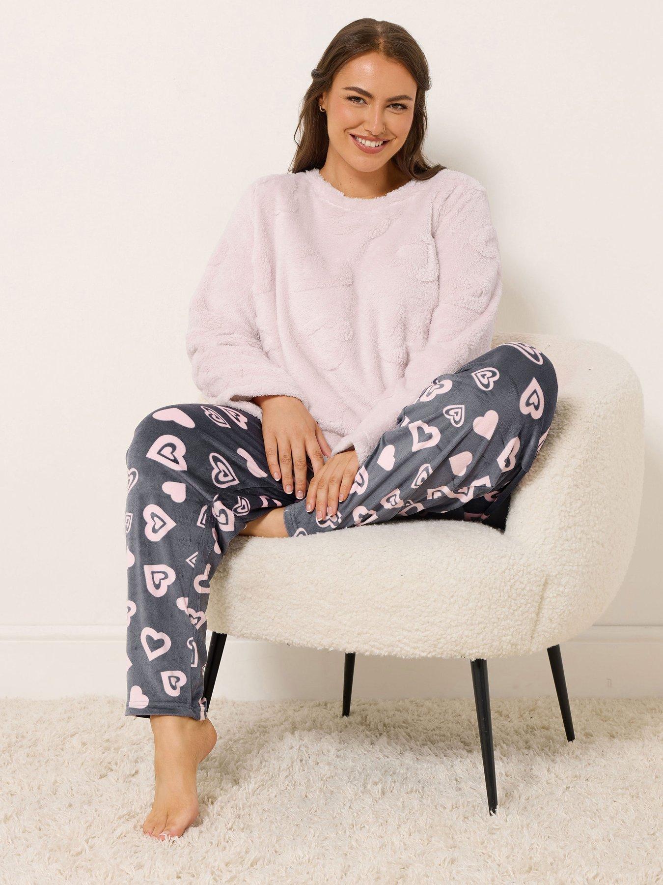 Yours Curve Clipped Heart Lounge Set - Pink