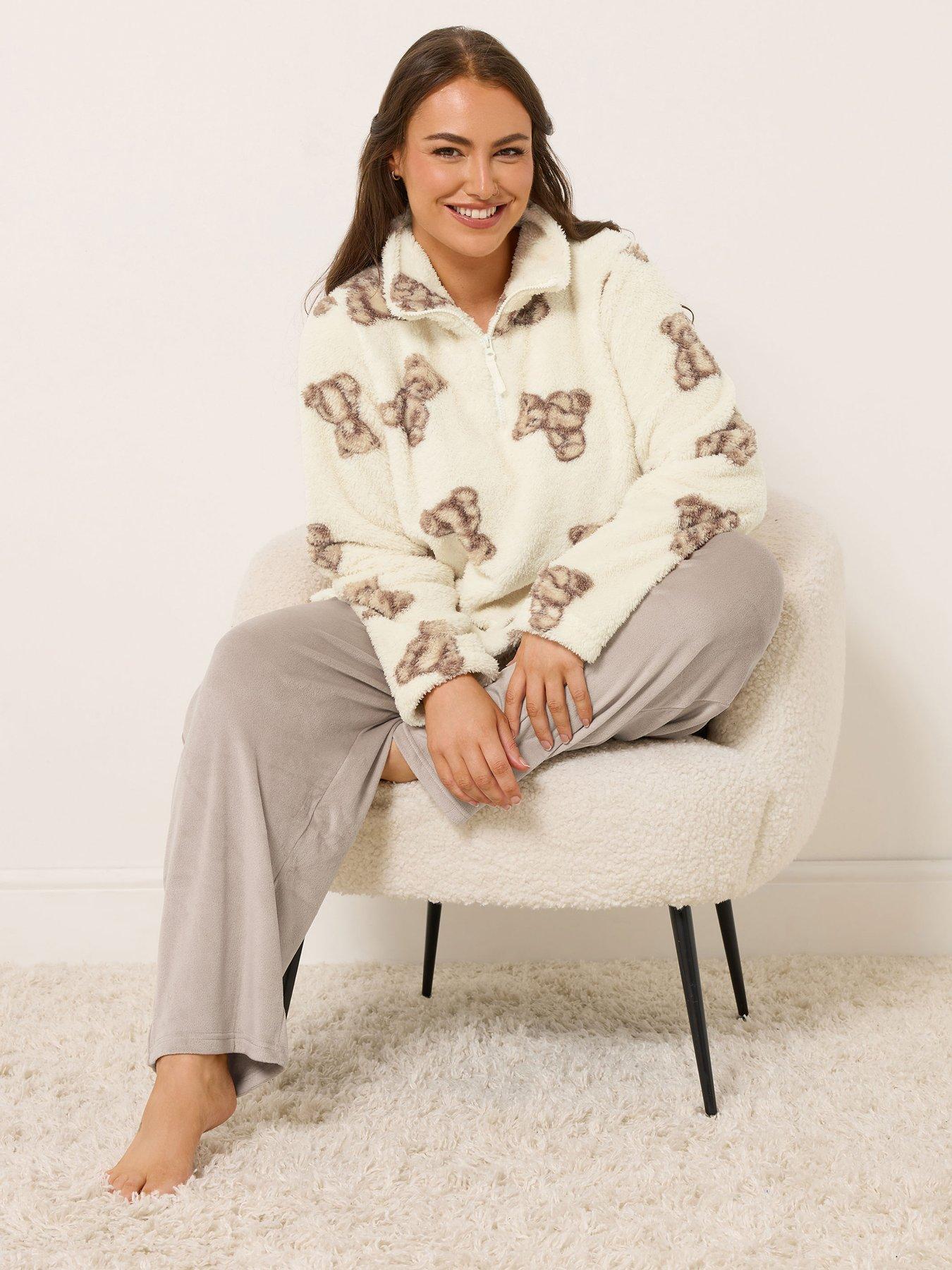 Yours Curve Teddy Bears Borg Lounge Set - Ivory