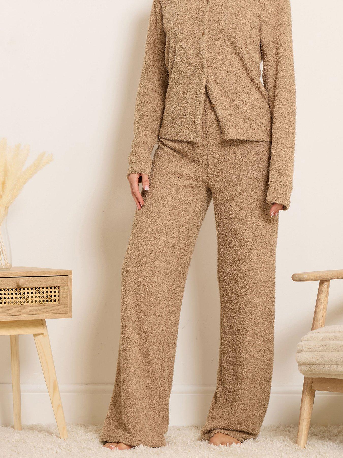 Long Tall Sally Tall Chenille Wide Leg Lounge Trouser - Brown