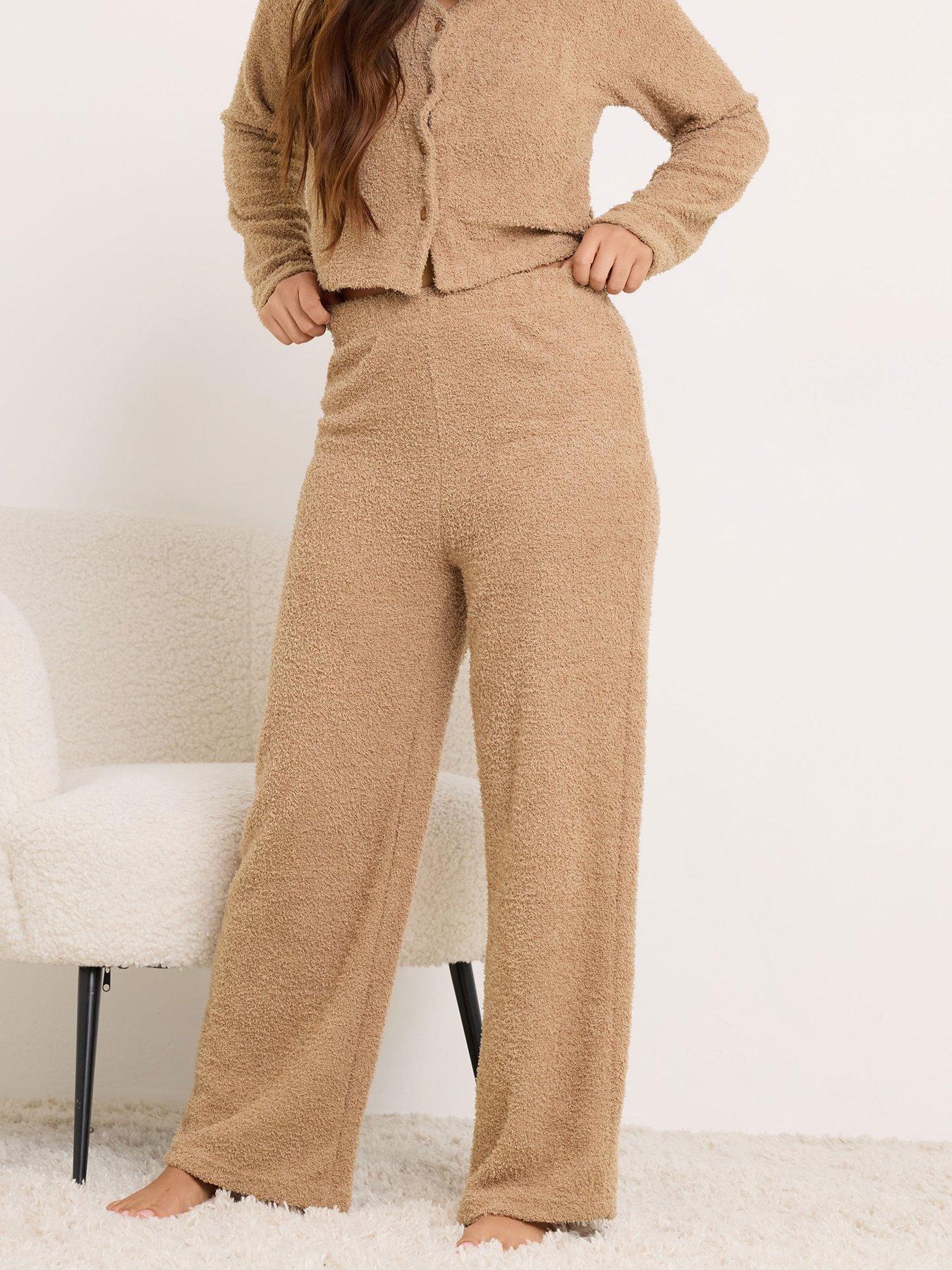 PixieGirl Petite Chenille Wide Leg Lounge Trouser - Brown