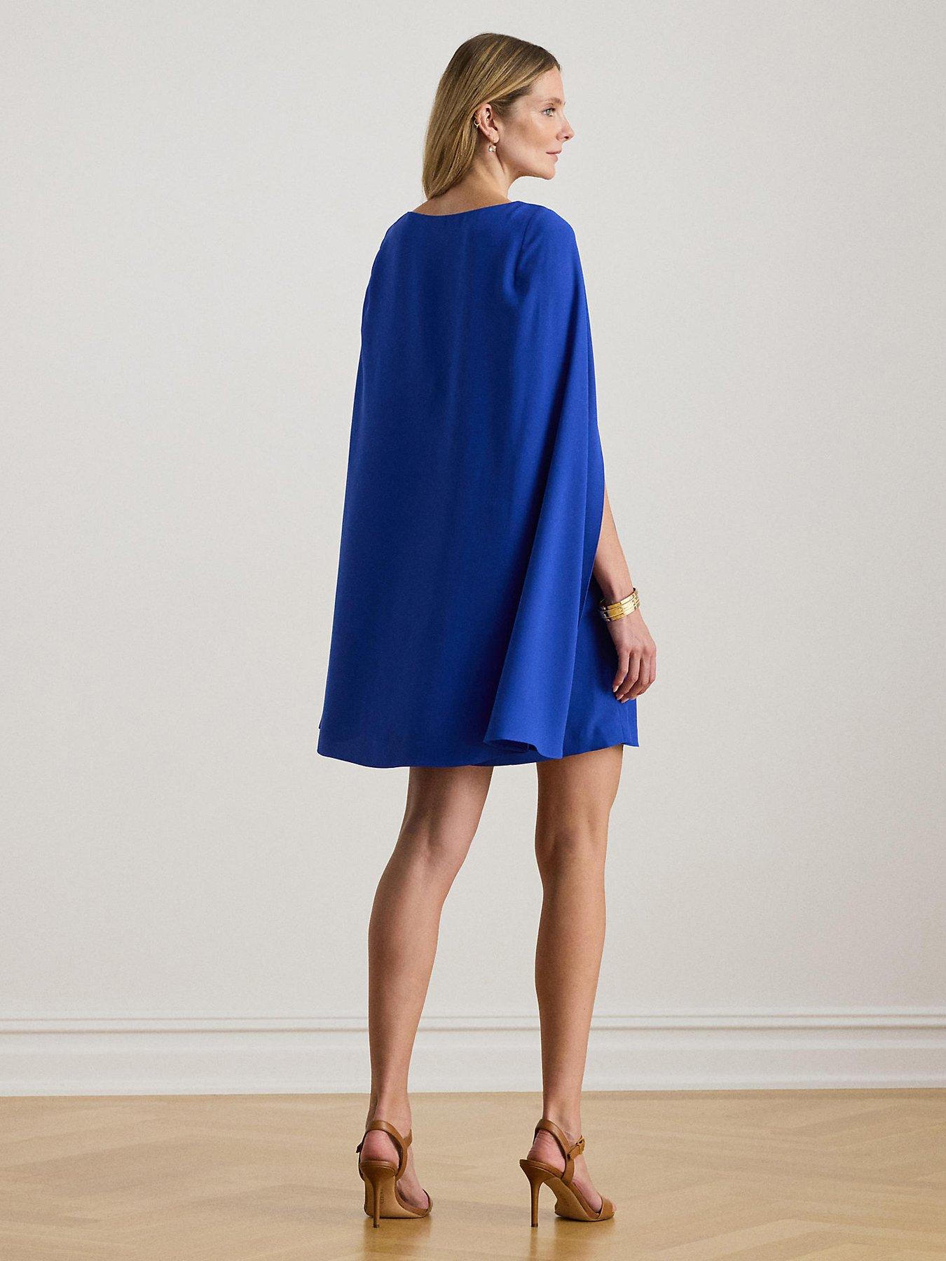 Image 2 of 5 of Lauren by Ralph Lauren Petra Cape Georgette Cocktail Mini Dress - Blue