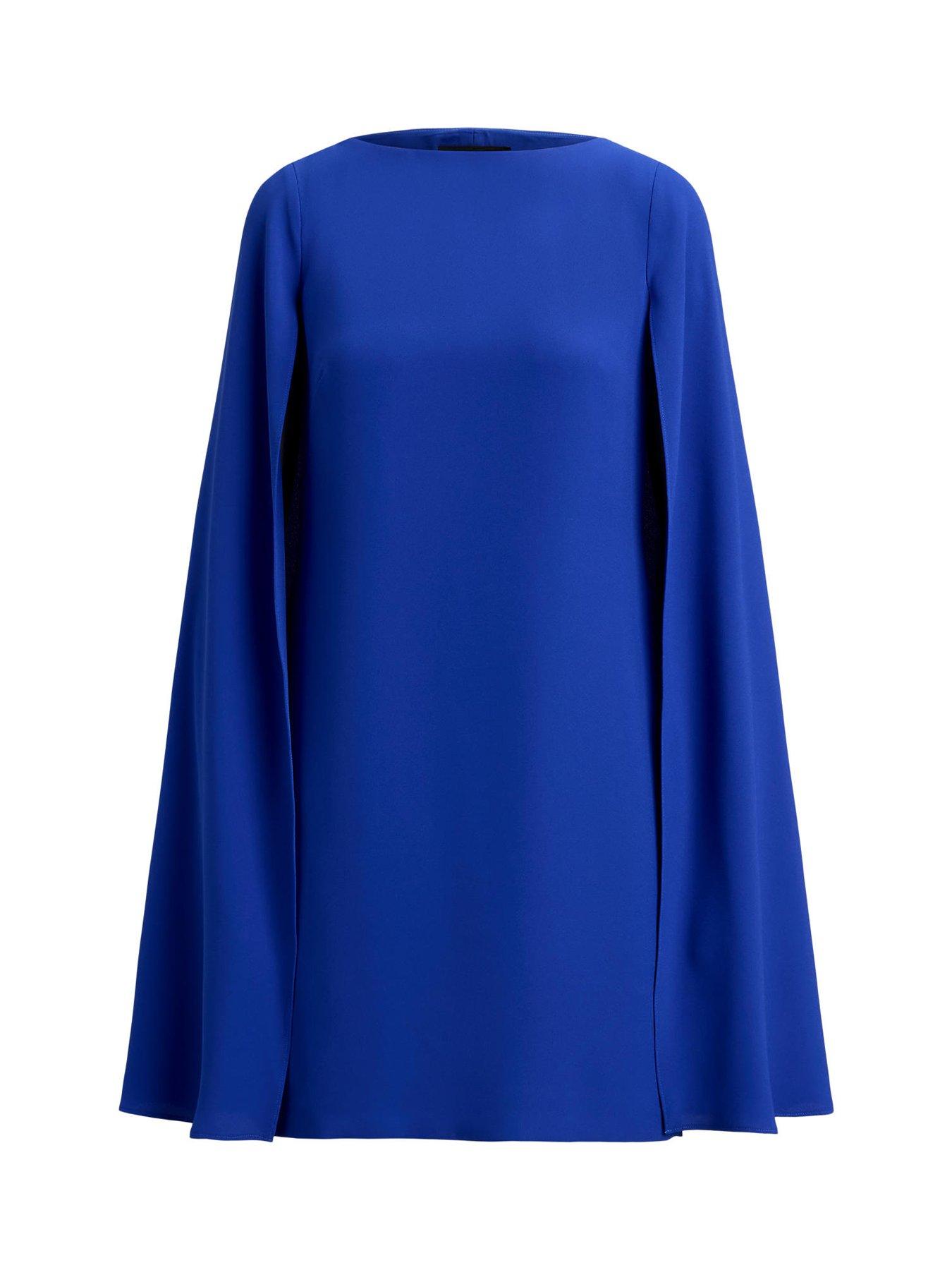 Image 5 of 5 of Lauren by Ralph Lauren Petra Cape Georgette Cocktail Mini Dress - Blue