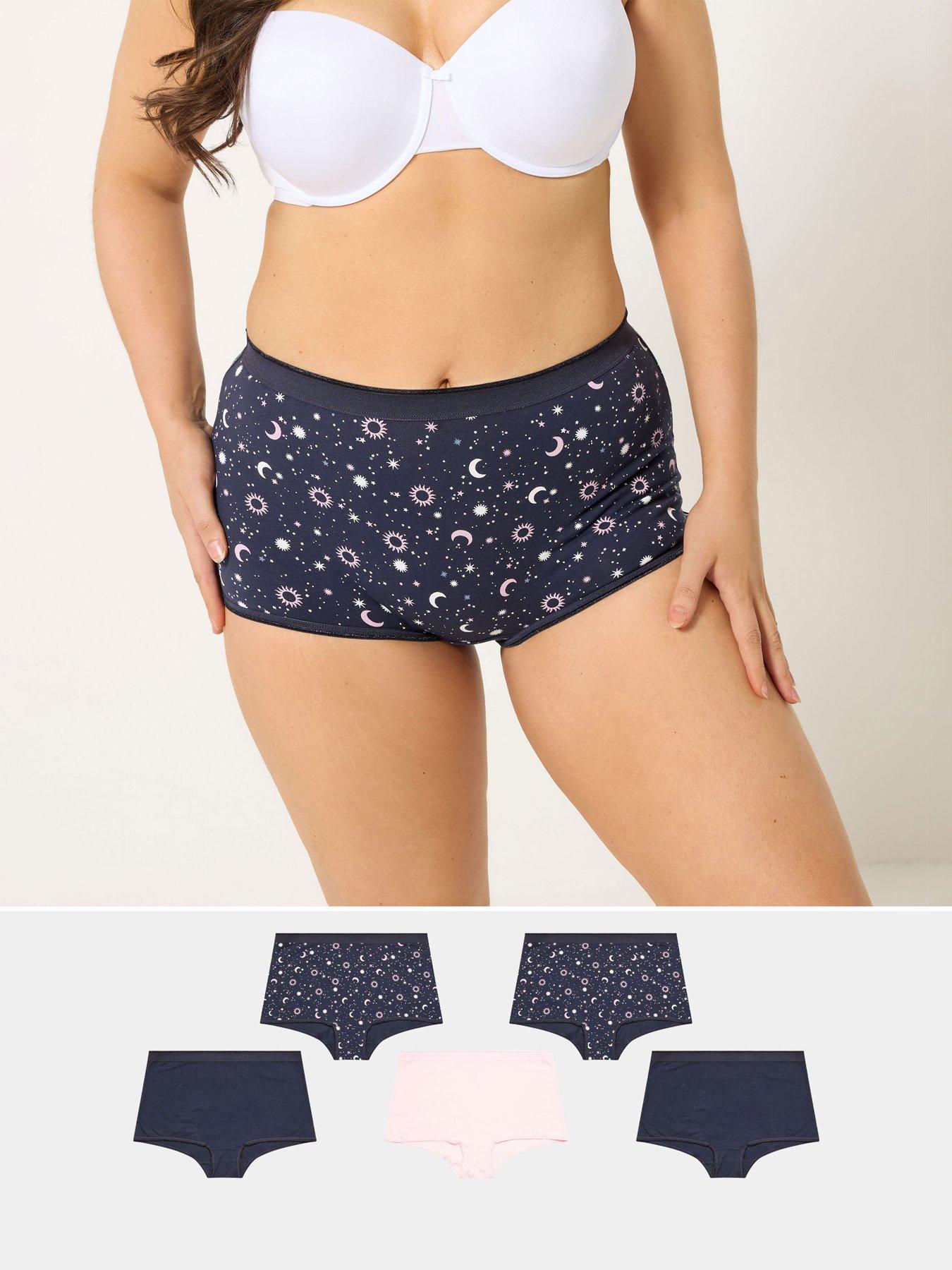 Image 1 of 4 of Yours Curve 5 Pack Navy Moon And Star Shorts - Blue