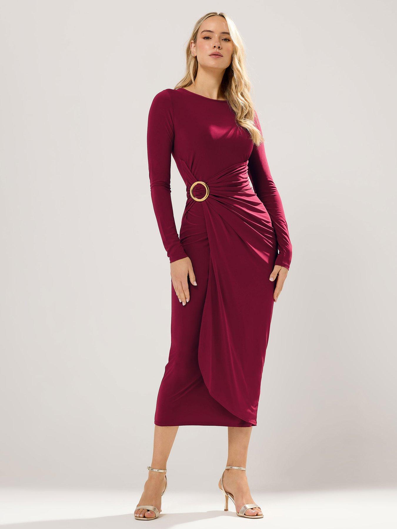 Long Tall Sally Sleeve Buckle Midaxi Dress - Red